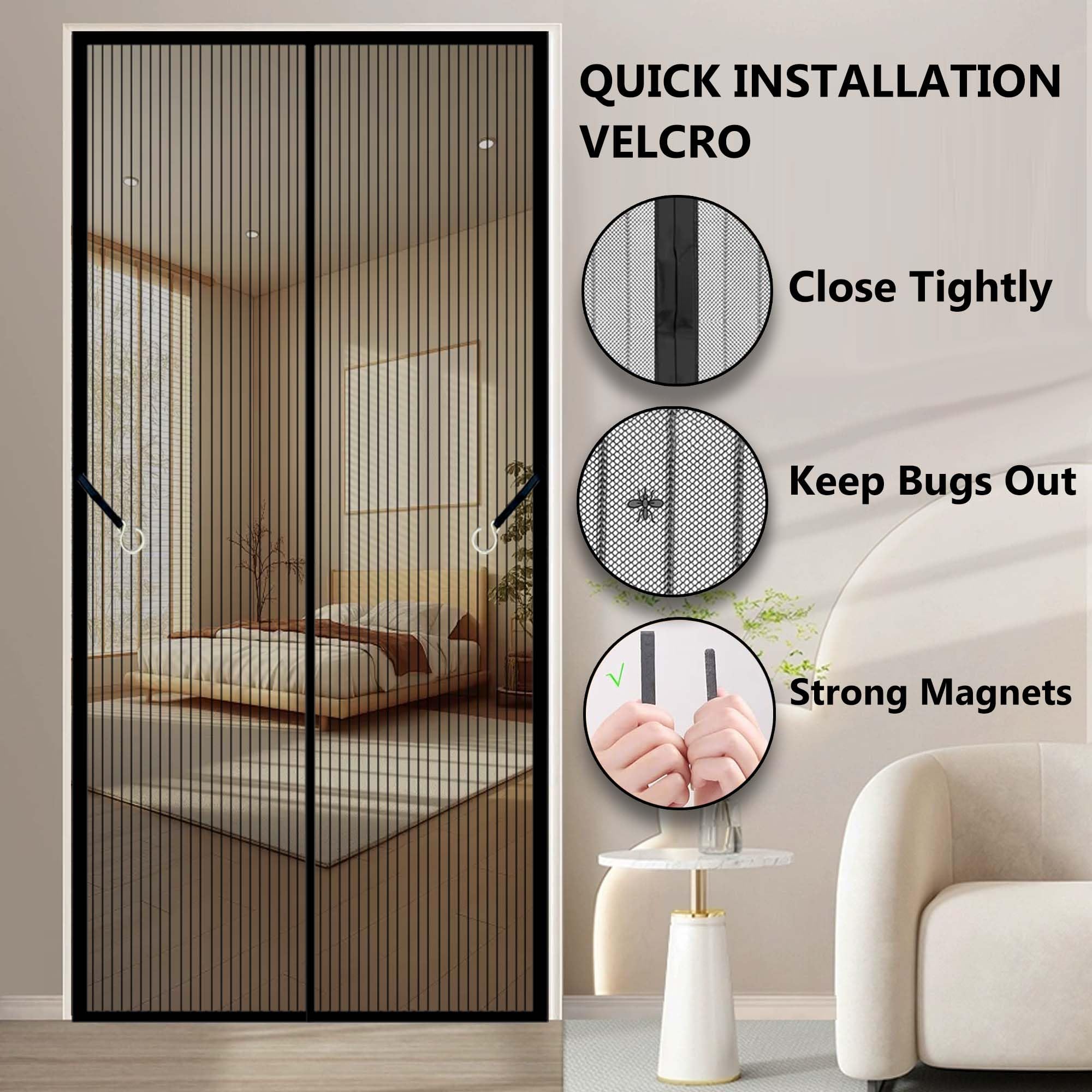 Zanzariera Magnetica per Porta Esterna 128 x 237 cm Anti Insetti Traspirante Chiusura Automatica Bianca Zanzariere Porte per Porte di Soggiorno Camera da Letto Casa, Bianco