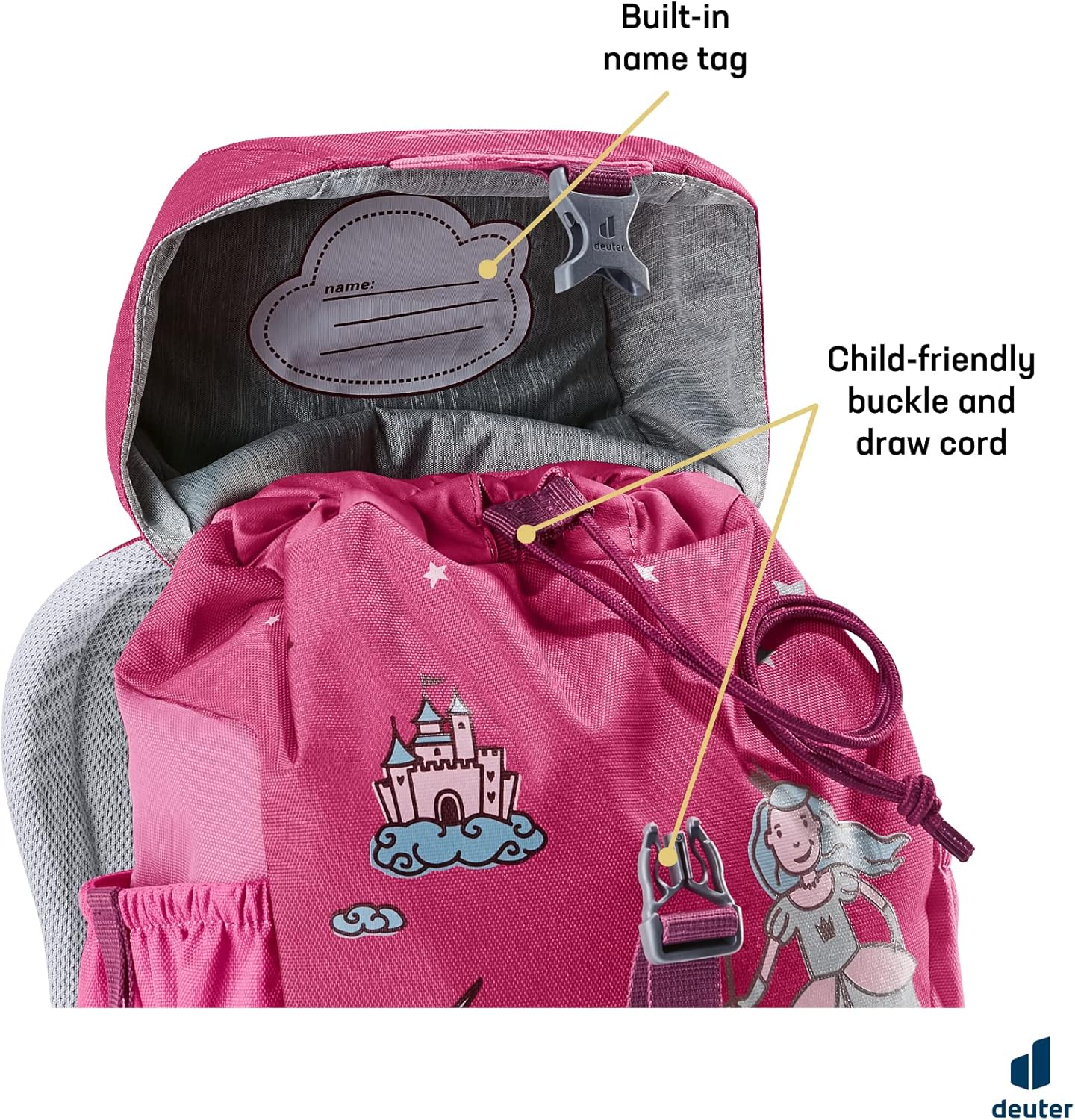 Deuter Schmusebar Kid's Drawstring Backpack I Daypack, Rucksack for School and Day Hiking I Ages 3+ Up - Ruby-Hotpink