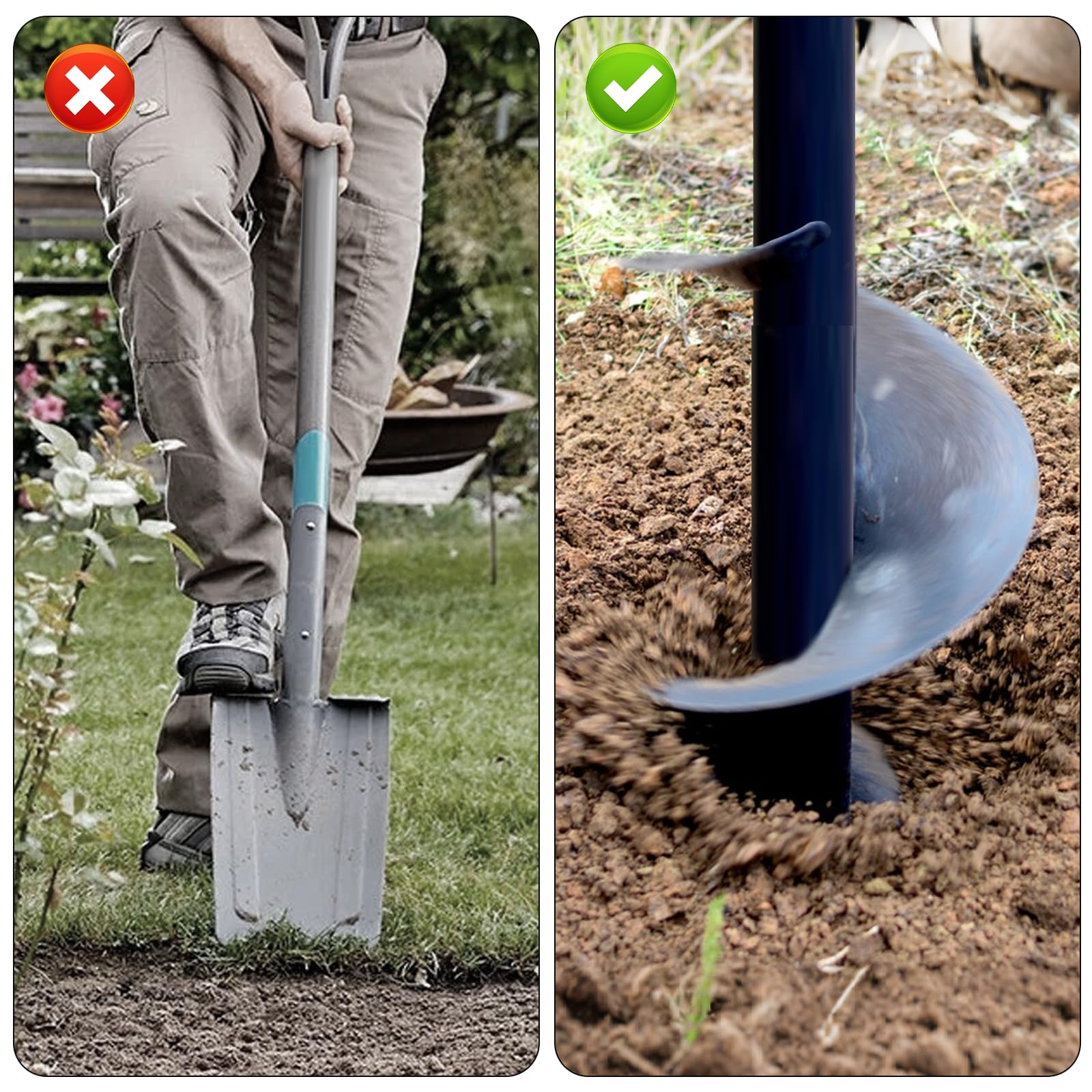 Trivella da 10 x 30 cm per trapano e avvitatore a batteria, punta elicoidale da giardino per bulbi da fiori, verdure, pali di recinzione, trapano per giardino, leggera ed efficiente