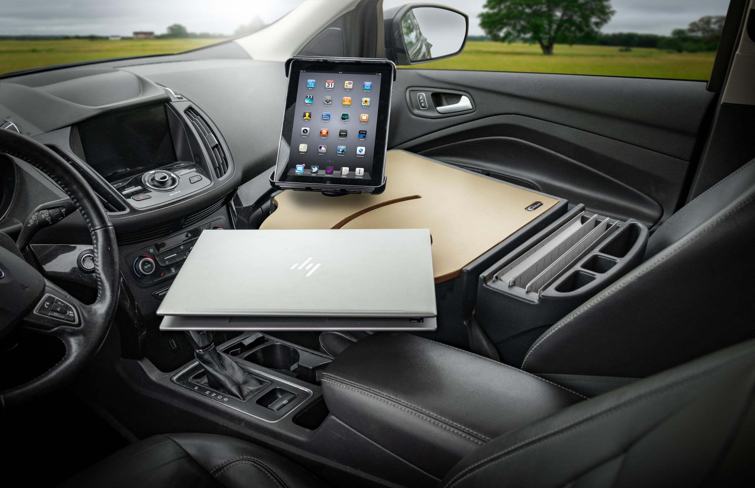 AutoExec Roadmaster - Scrivania da Auto per postazione di Lavoro e Ufficio Mobile, Modello Mojave, con Inverter di Potenza da 400 Watt e Supporto per Tablet