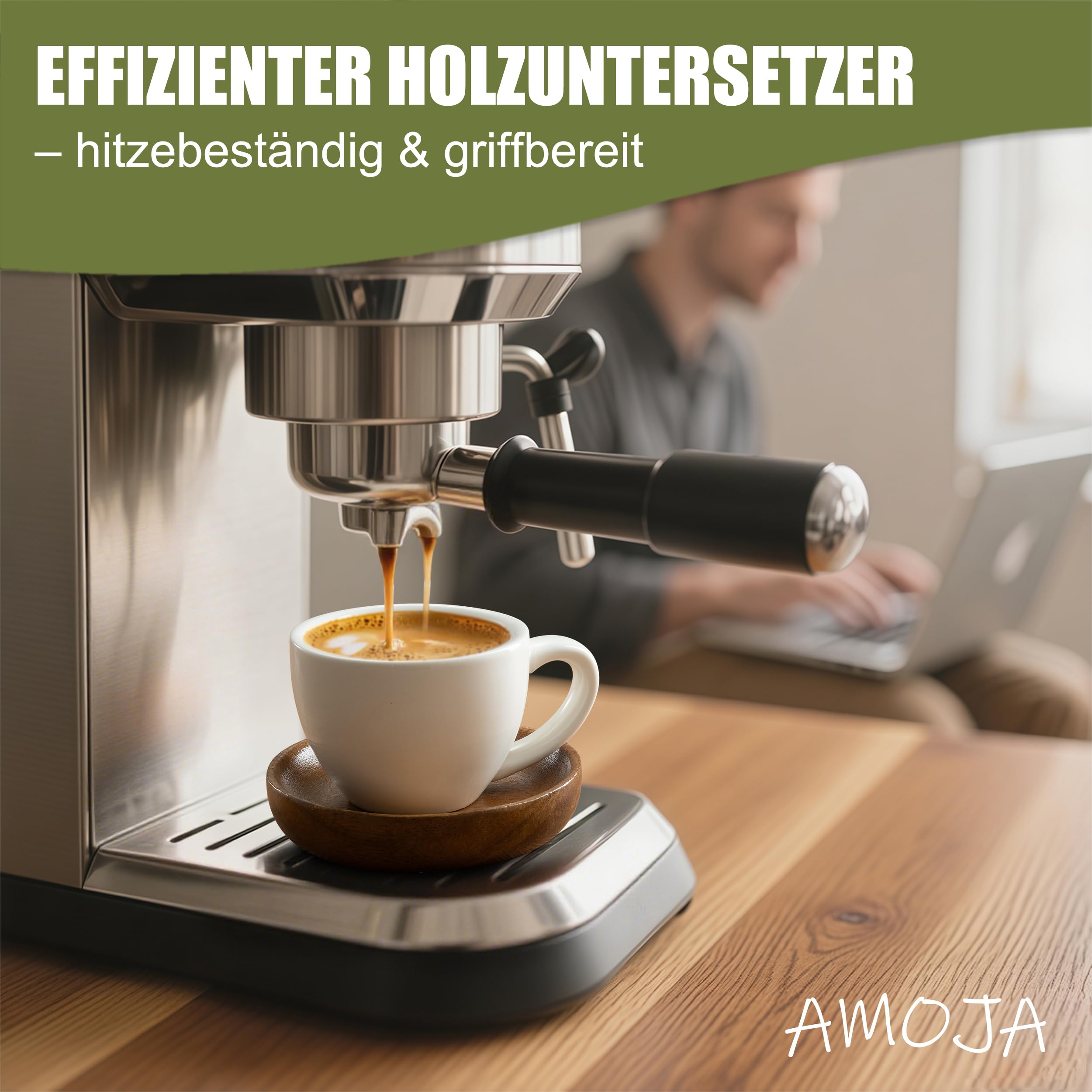 6er Set Espressotassen mit Untertassen – Weiß, 75ml Dickwandige Keramik-Espressotassen Set, Lang Warm Haltend, Stapelbares Design & Spülmaschinenfest