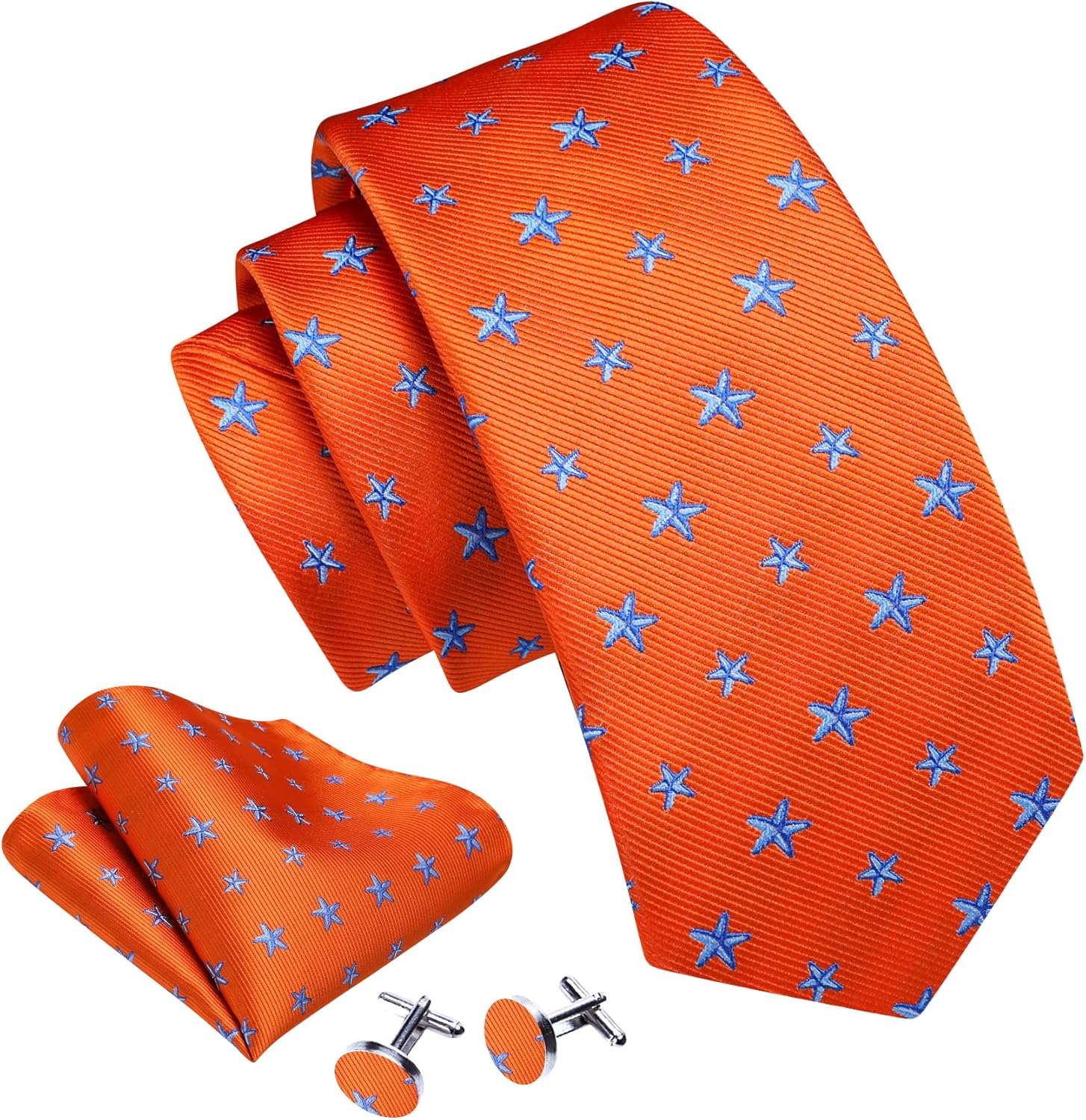 Barry.Wang Fun Animal Ties for Men Designer Handkerchief Cufflink WOVEN Casual Necktie Set Festival - Image 2
