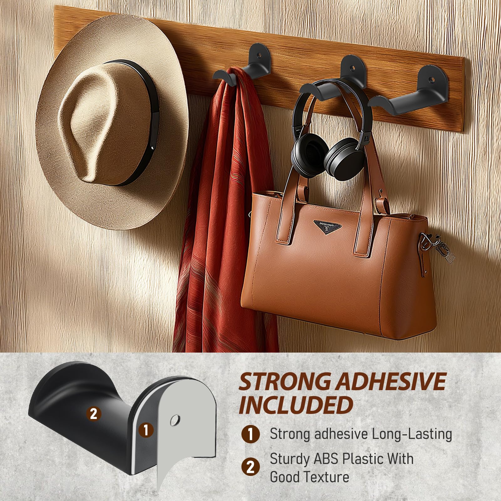 Kesywale Porta Cappelli Da Parete Regolabile, Confezione Da 2, Per Cappelli Da Cowboy E Baseball, Supporto Invisibile In Plastica, Organizer Occidentale - 2