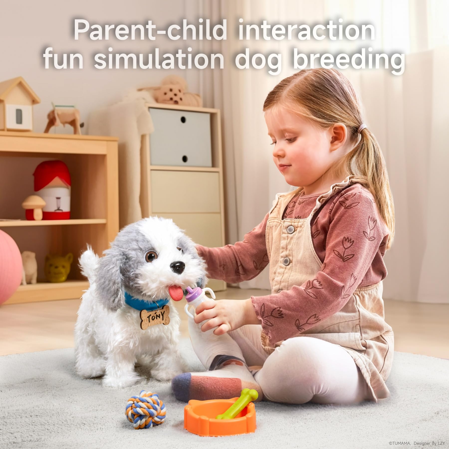 OR OR TU Chien Jouet Enfant Peluche Qui Marche et aboie en Laisse Lèche, Chien Robot Animaux Interactifs Jouet pour Enfants 3 4 5 6+ Ans Filles Garçons Cadeau