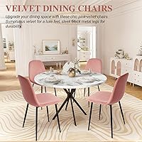 Vista 4 de CangLong Sillas modernas de terciopelo con patas de metal para sala de estar, dormitorio, restaurante, comedor, juego de 4, rosa