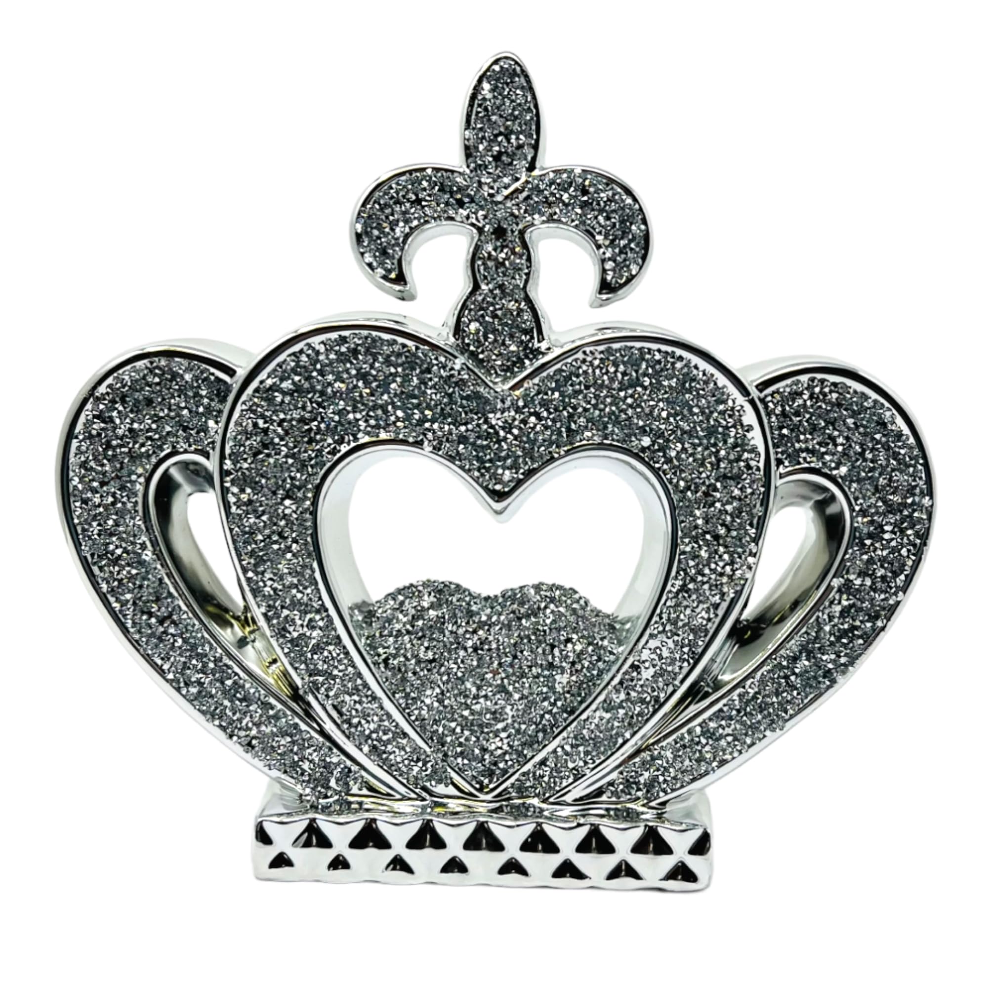 Londonmart Silver Xxl Sparkle Ornament Bling Crushed Diamond Gift | Crystallized Crown Regal Décor Fit For Kings And Queens