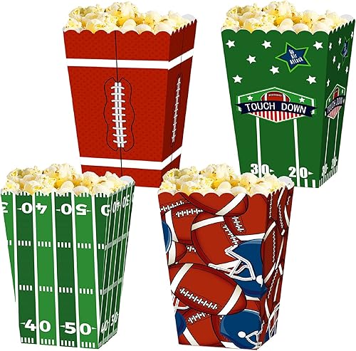 LaVenty Cajas de palomitas de maíz de fútbol Bolsas de recuerdo de fiesta de fútbol Suministros de fiesta de fútbol Bolsas de fiesta de fútbol