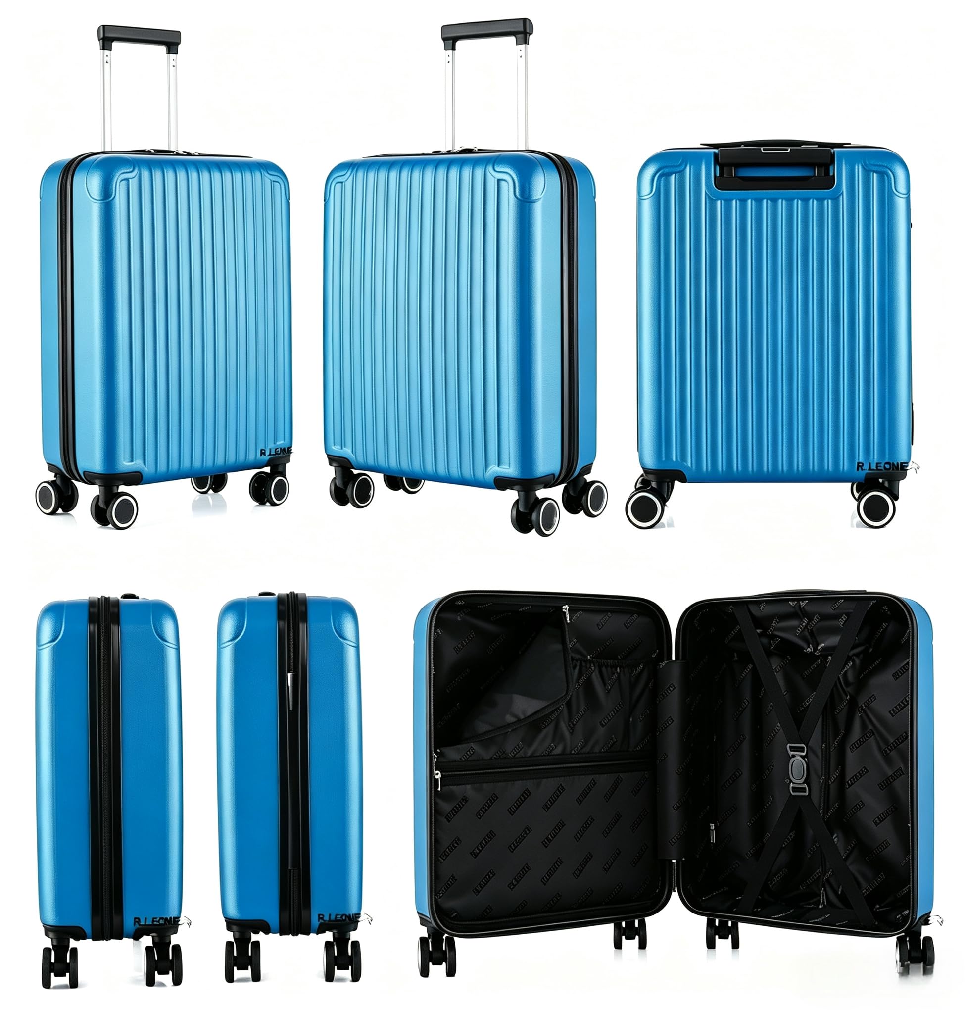 R.Leone Ryanair Maleta Cabina 55x40x20 cm - Maletas de Viaje Cabina - Trolley pequeño Equipaje de Mano, Carcasa Dura, Ultraligera de ABS 4 Ruedas Giratorias