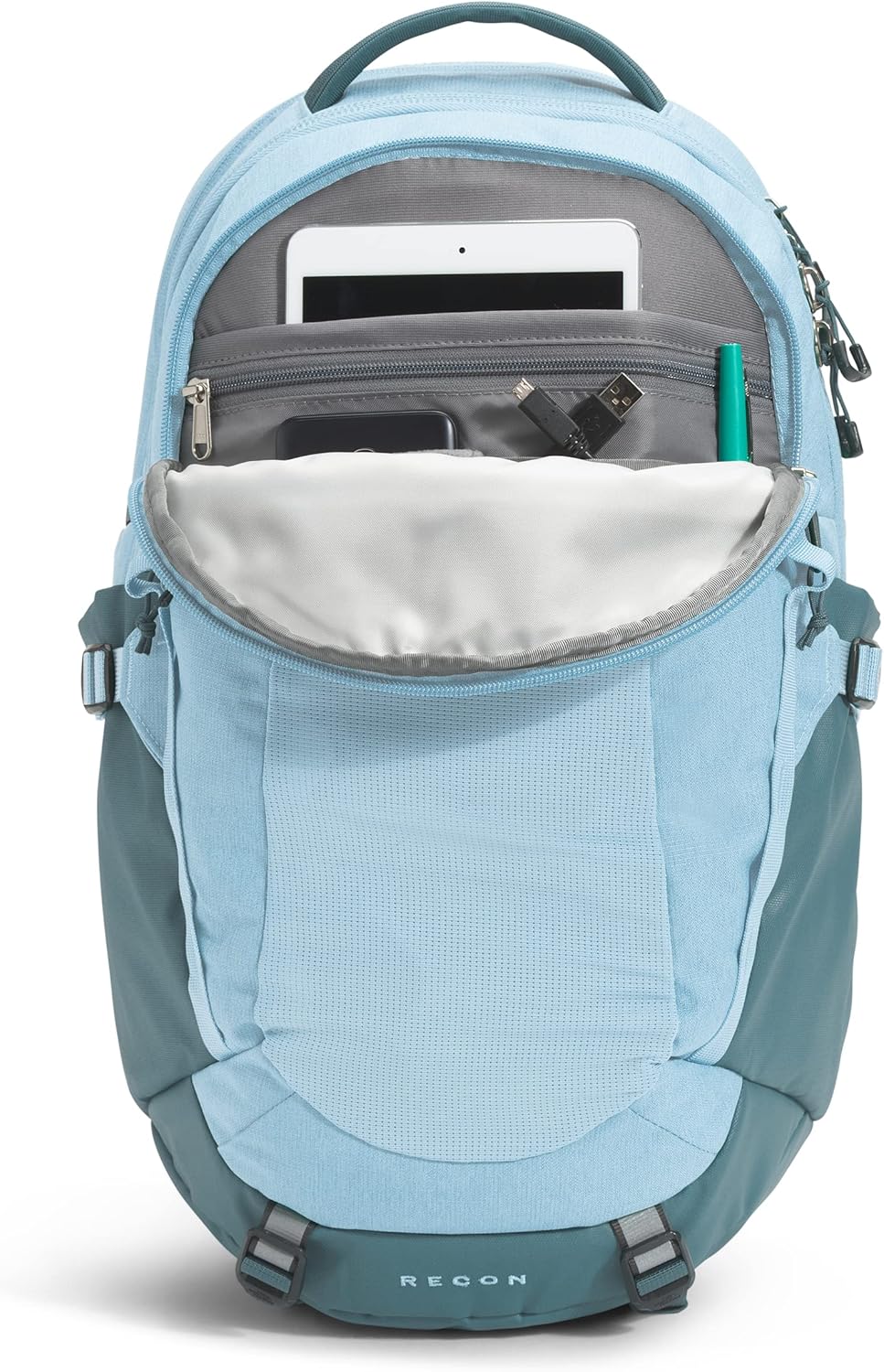 dark green north face backpack