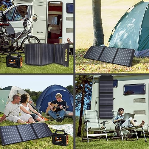 Miniatura 8 de MARBERO Panel solar portátil de 60 W, panel solar plegable de 60 vatios para generadores solares, IP65, impermeable, 23%, puerto USB de alta