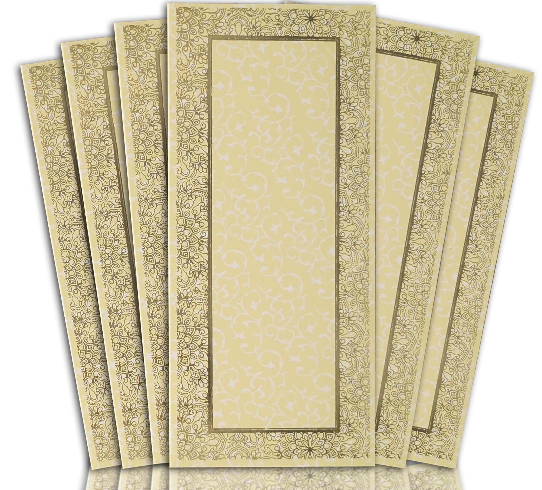 NFH Shagun Money Envelopes (Pack of 10) Fancy Gifting Wallets for Wedding Eid Diwali Christmas (Gold Border)