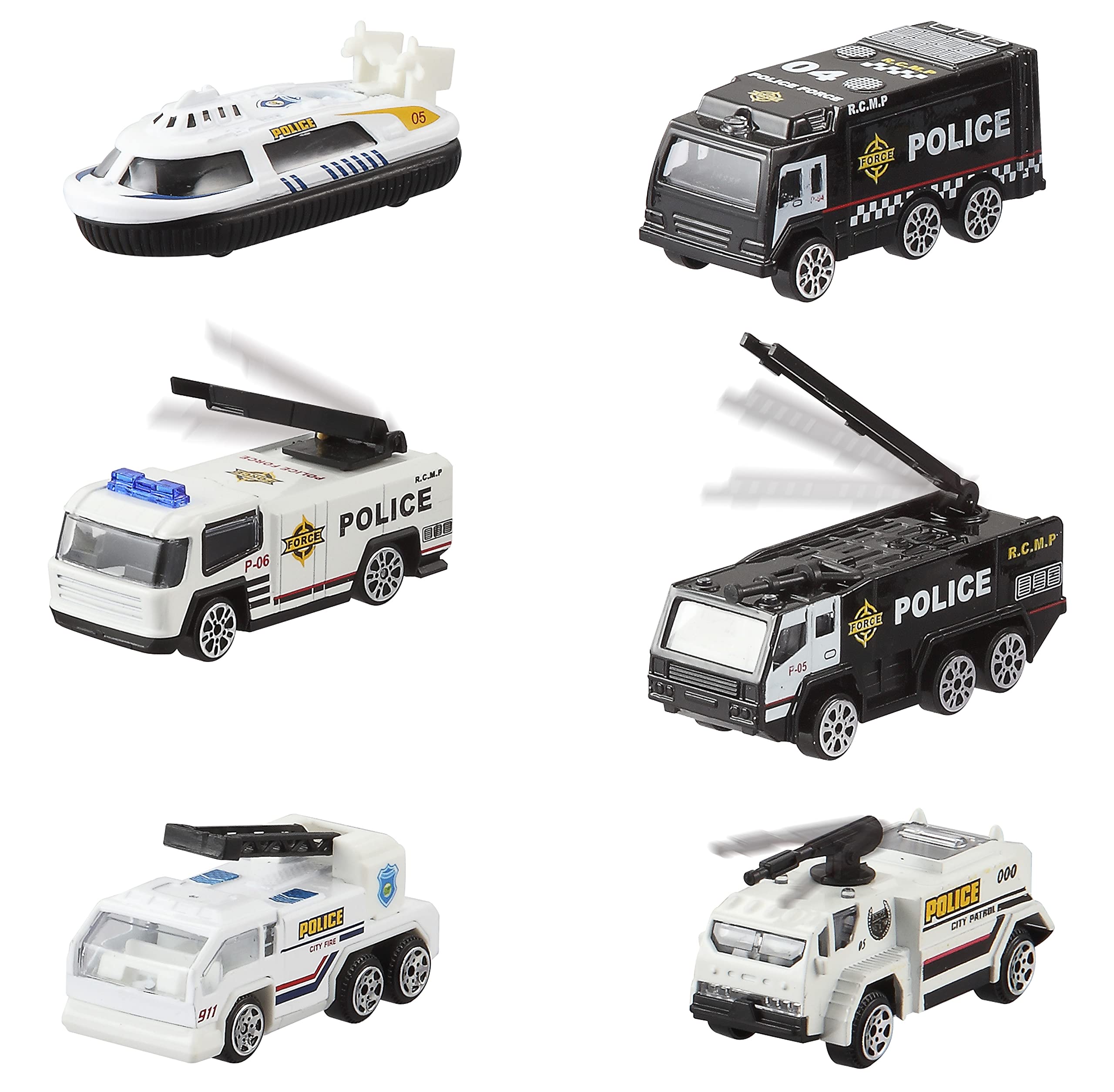 JOYIN 14 in 1 Diecast Police Rescue Truck Car Toy Set with Sounds and