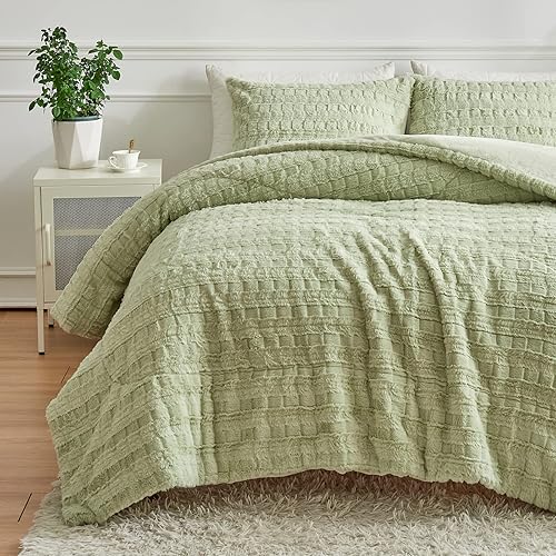 Miniatura 8 de Wajade Juego de edredón de piel de conejo sintético, ultra suave y esponjoso, juego de edredón de lujo rectangular afelpado de felpa de 3 piezas