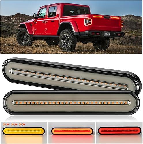 Nilight Barra de luz trasera para remolque con 3 en 1, luces de freno de parada, luces de freno, paquete de 2 unidades de 9 pulgadas, 100 luces LED