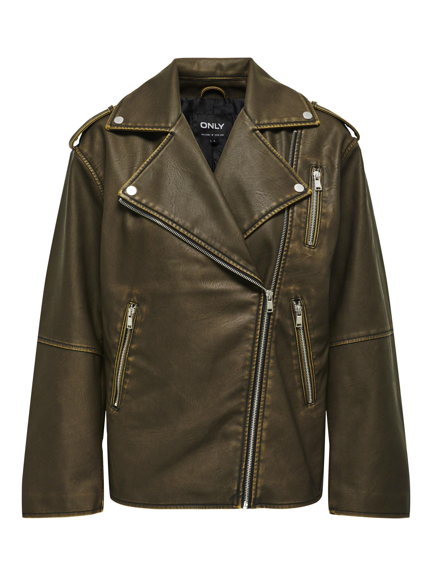ONLY Female faux leather jacket ONLMONTANA faux leather jacket, Wren, M
