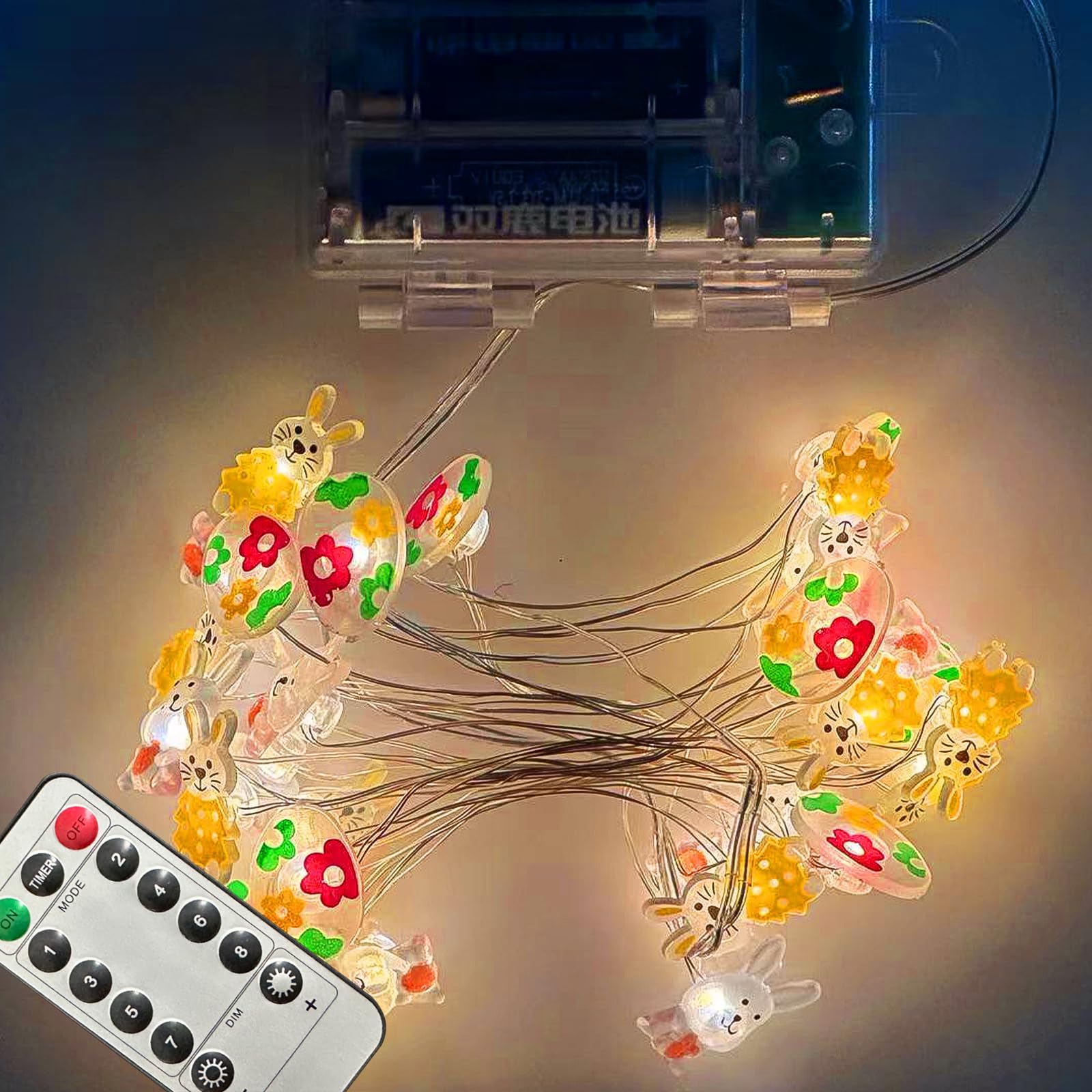 Threetols Easter String Light, 9.84Ft 30 LEDs Easter Bunny