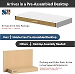 SHW 48-Inch Electric Height Adjustable Desk with Keyboard Tray and 2 Drawers, 122 x 61 cm, White