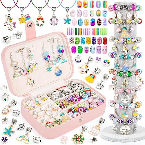 Miniatura 1 de Sofier Kit de fabricación de pulseras con dijes para niñas, joyero, kit de fabricación de joyas, regalos para niñas de 4 a 12 años, juguetes de