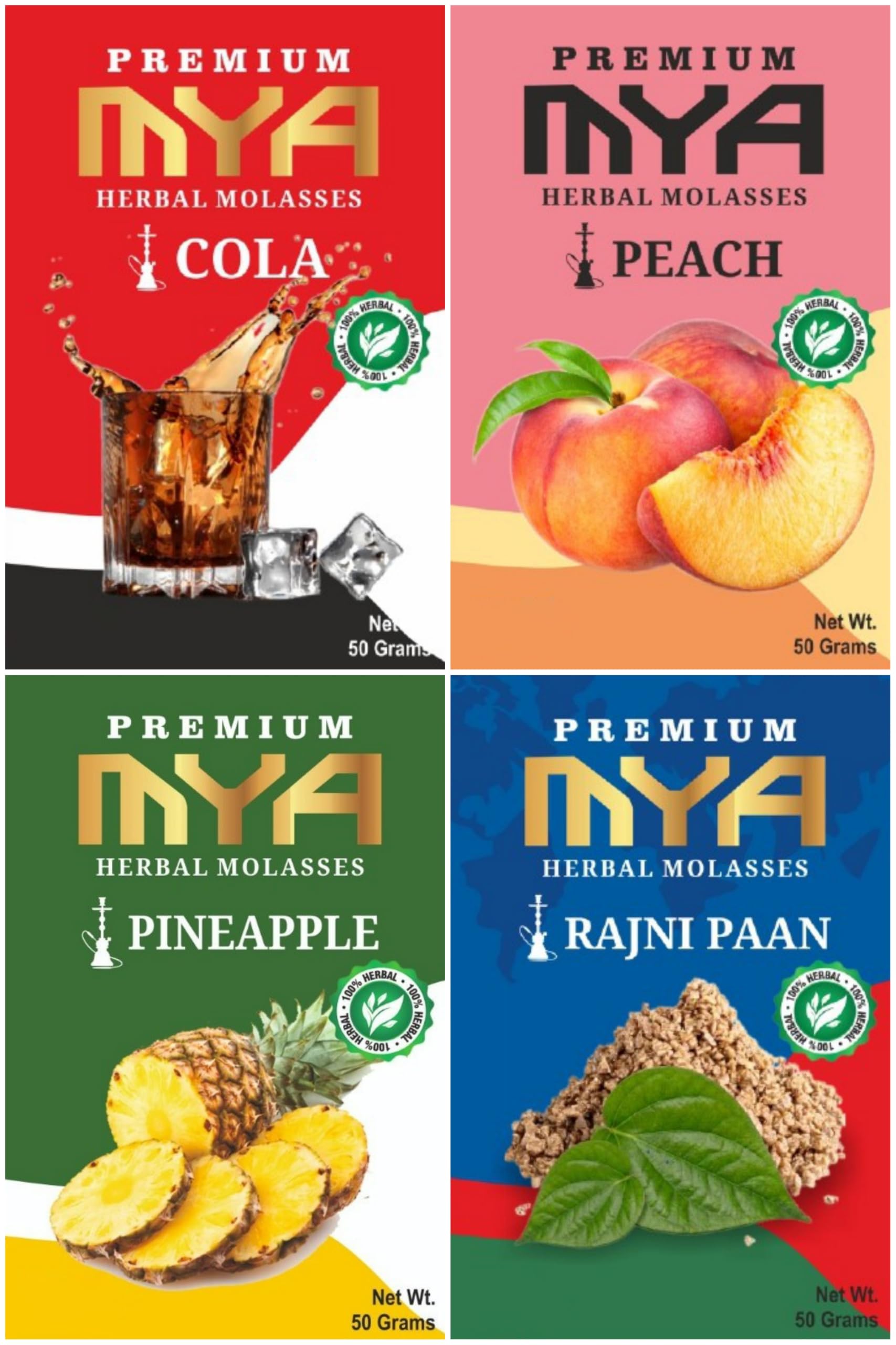 Premium MYA Herbal Hookah Molasses (100% Tobacco and Nicotine Free) Assorted Flavours Pack of 4-image-47