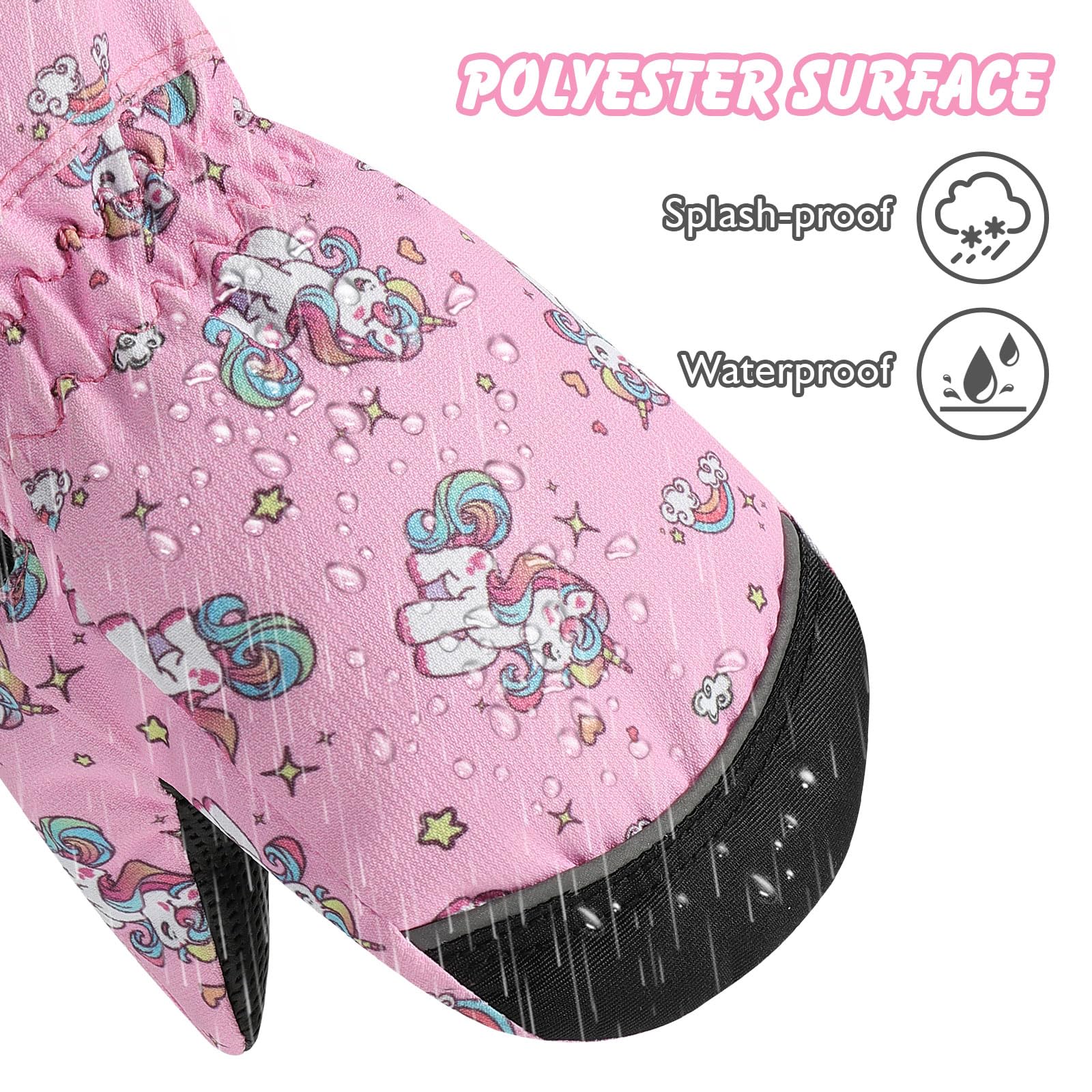 MoKo Guantes de Esquí para Niños, Guantes de Invierno Térmicos Niños Impermeables con Cremallera para Esquí Aire Libre Clima Frío, Guantes Esquí de Terciopelo Cálidos para Niños