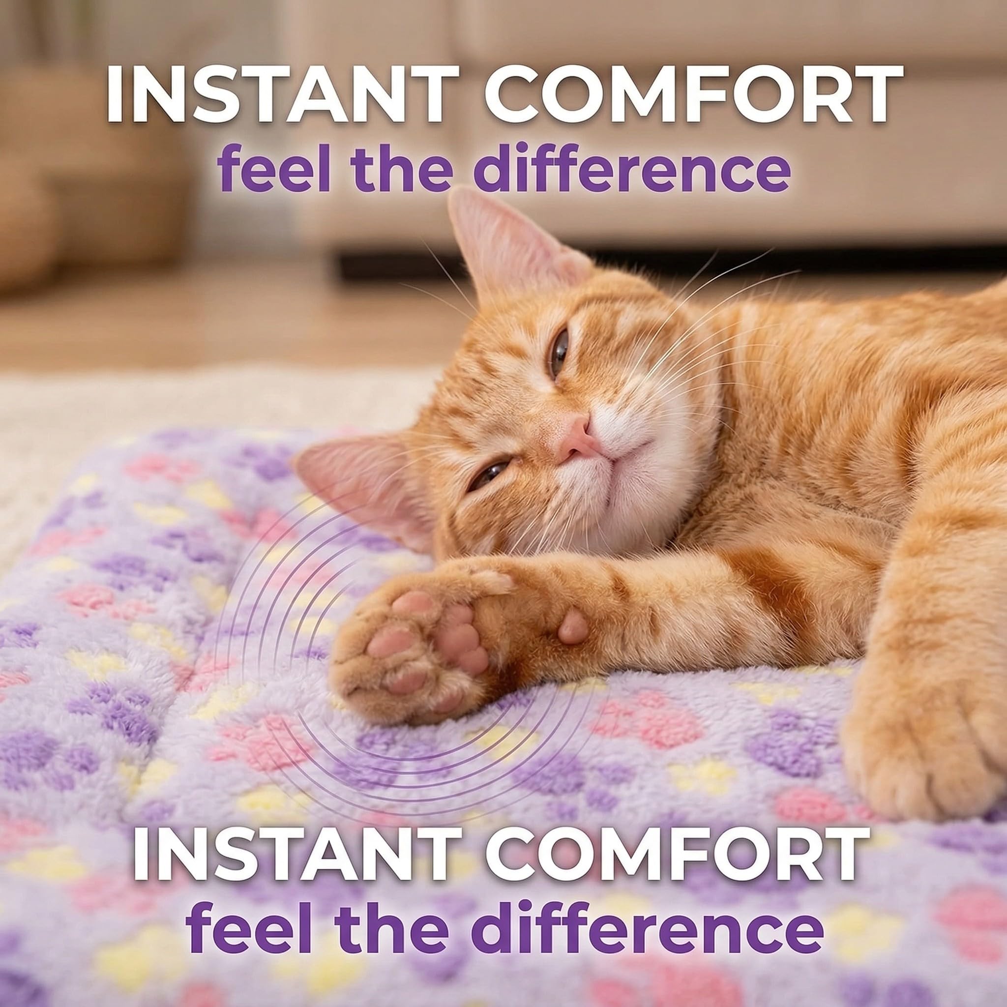Manta Suave para Perros y Gatos con Estampado de Huellas Moradas, Alfombrilla Mullida y Lavable para Mascotas, Colchón Cómodo para Sofá, Cama y Transportín, Accesorio Versátil de Descanso — view 5