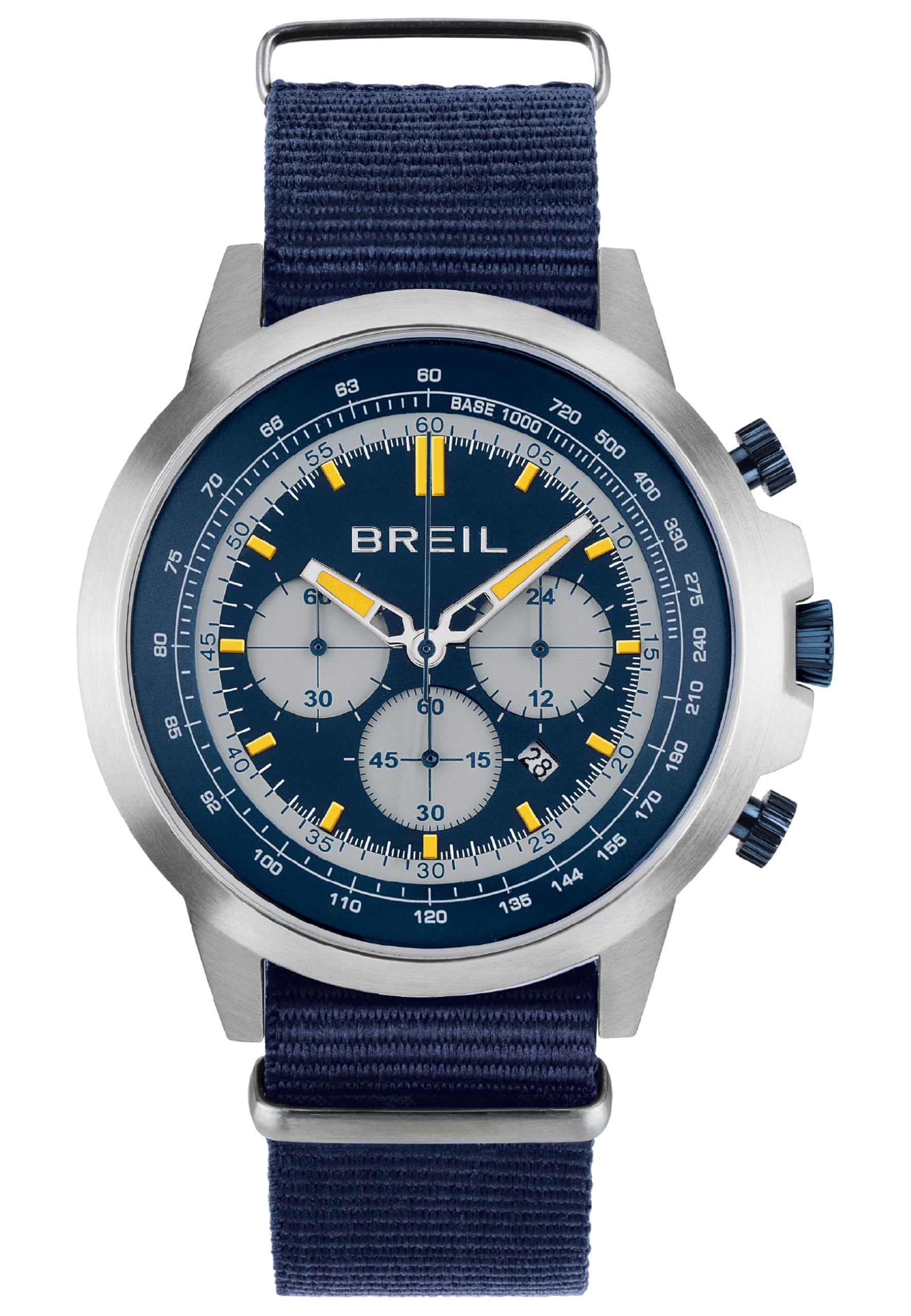BREIL Reloj Hombre, Brazalete de Acero, Tela, Caja 46 cm