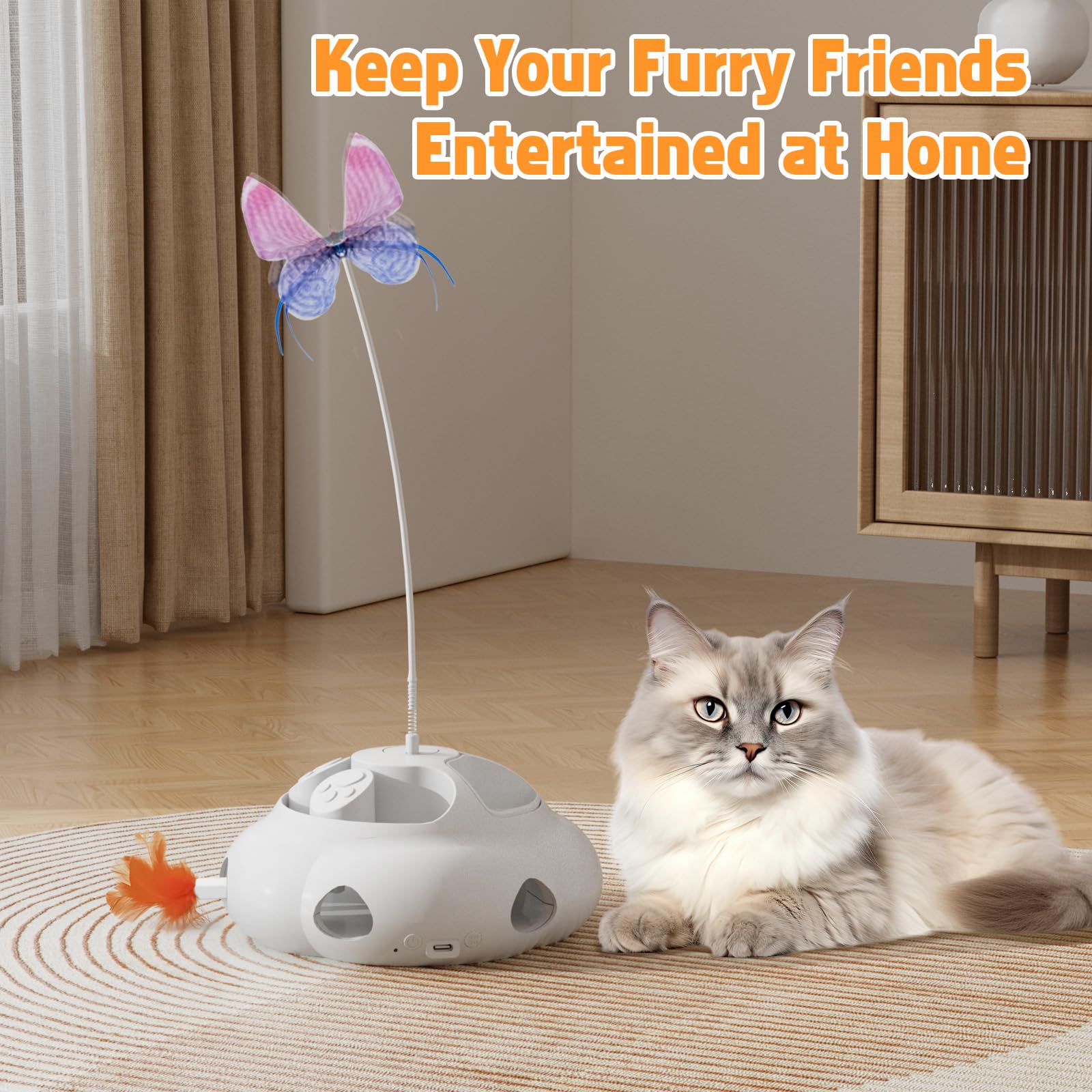 Juguetes para gatos, juguete interactivo inteligente de caza para gatitos de interior, juguete electrónico de movimiento automático para gatos aburridos para interiores, recargable por USB