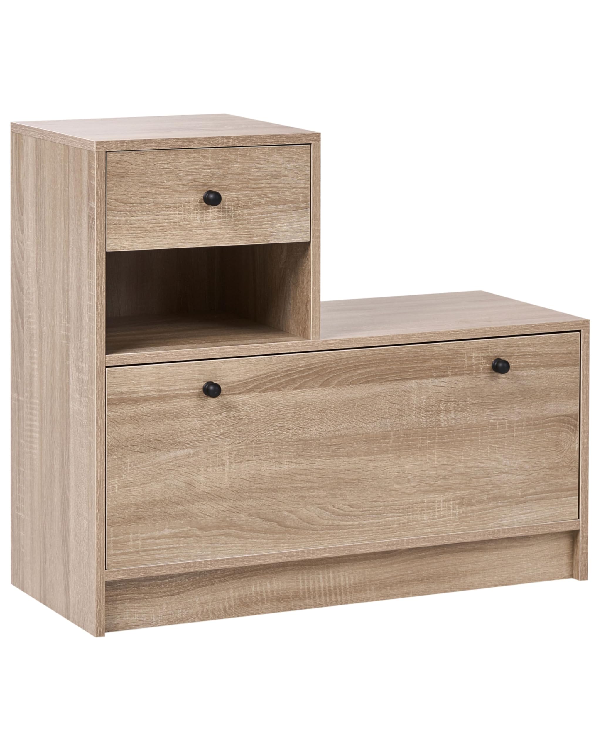 Beliani Mueble para recibidor con Zapatero Espejo y Perchero almacenaje Entrada marrón Claro Cooma