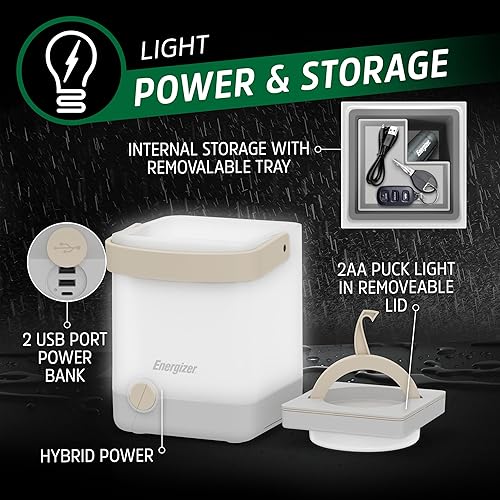 Miniatura 3 de Energizer LightxPower Cube - Linterna de campamento X1000 de doble potencia recargable y batería AA, IPX4 resistente al agua