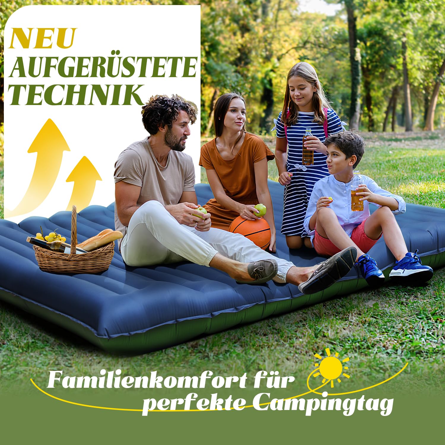 Myxslop Materassino da campeggio per 2 persone, gonfiabile, 12 cm, ultraleggero, materassino ad aria, gonfiabile, piccolo ingombro con pompa a pedale per tenda, zaino, escursionismo e campeggio
