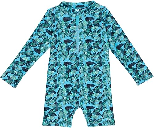 Toobydoo Palms Rashguard Sun Suit Upf50+ (bebébebé) Aqua 0-3 meses, Agua