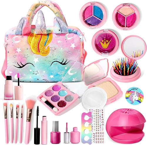 ULOVEME Kit de Maquillaje Real para Niñas Pequeñas - Maquillaje Real, No Tóxico, Lavable, Juguete de Maquillaje - Regalo de Juguetes Umicorn para