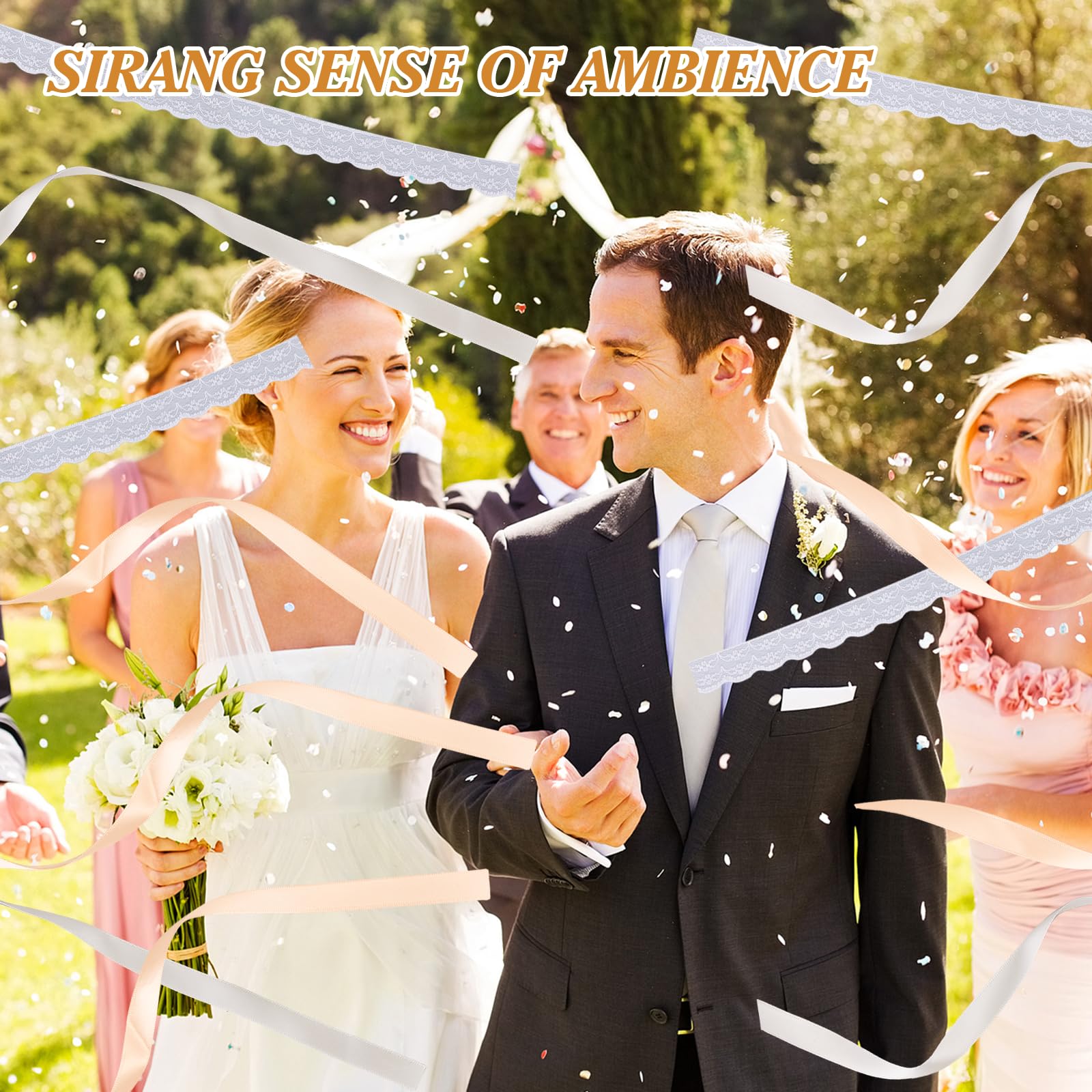 50 pezzi da parete con campana, bacchette magiche per matrimonio, stelle filanti con campane, bacchette con bacchette da sposa, bacchette con campana e nastri per matrimoni, compleanni, feste