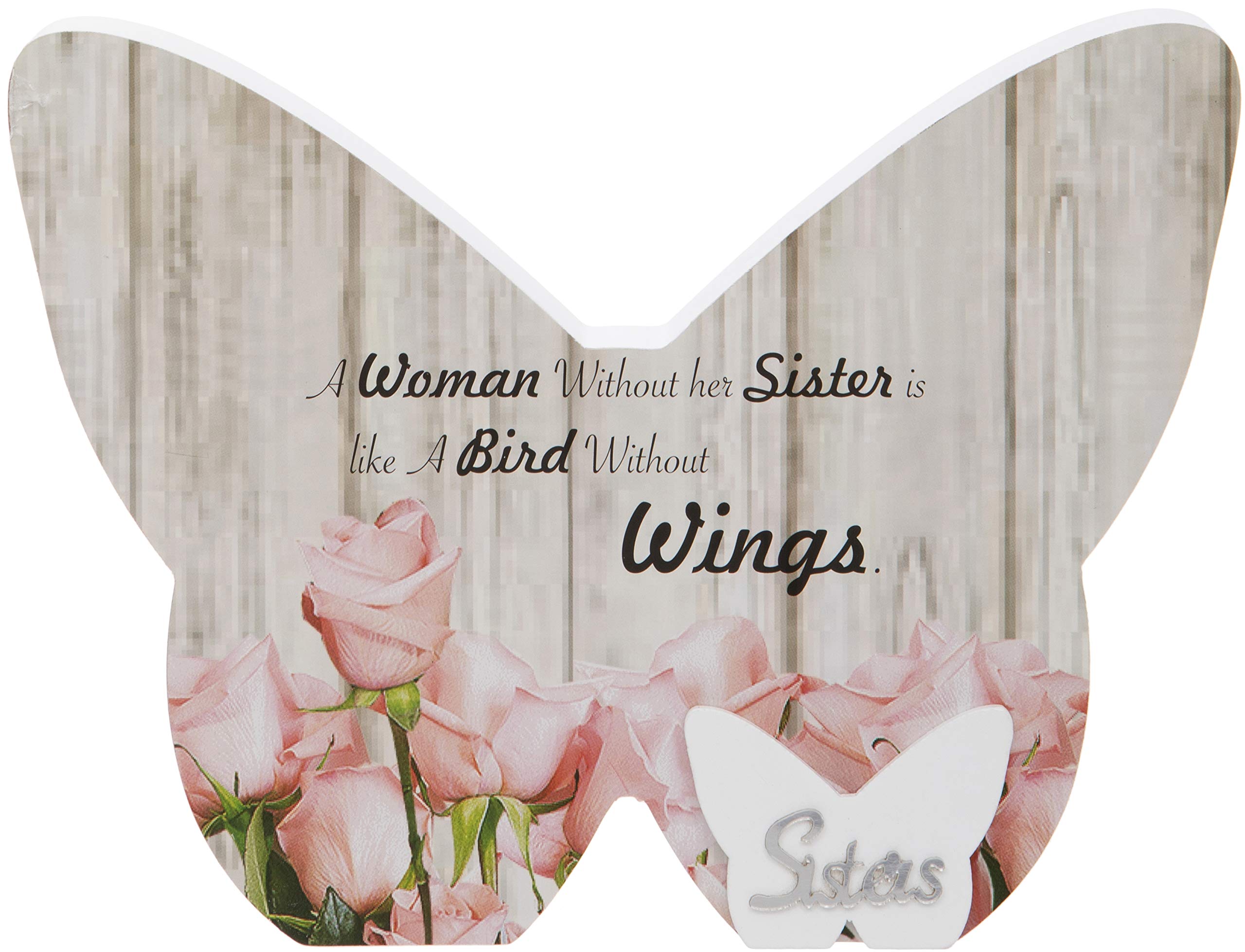 Maturi Free Standing Butterfly Wood Flower Plaque-Sisters, Brown, 15 x 20 x 2cm 460015