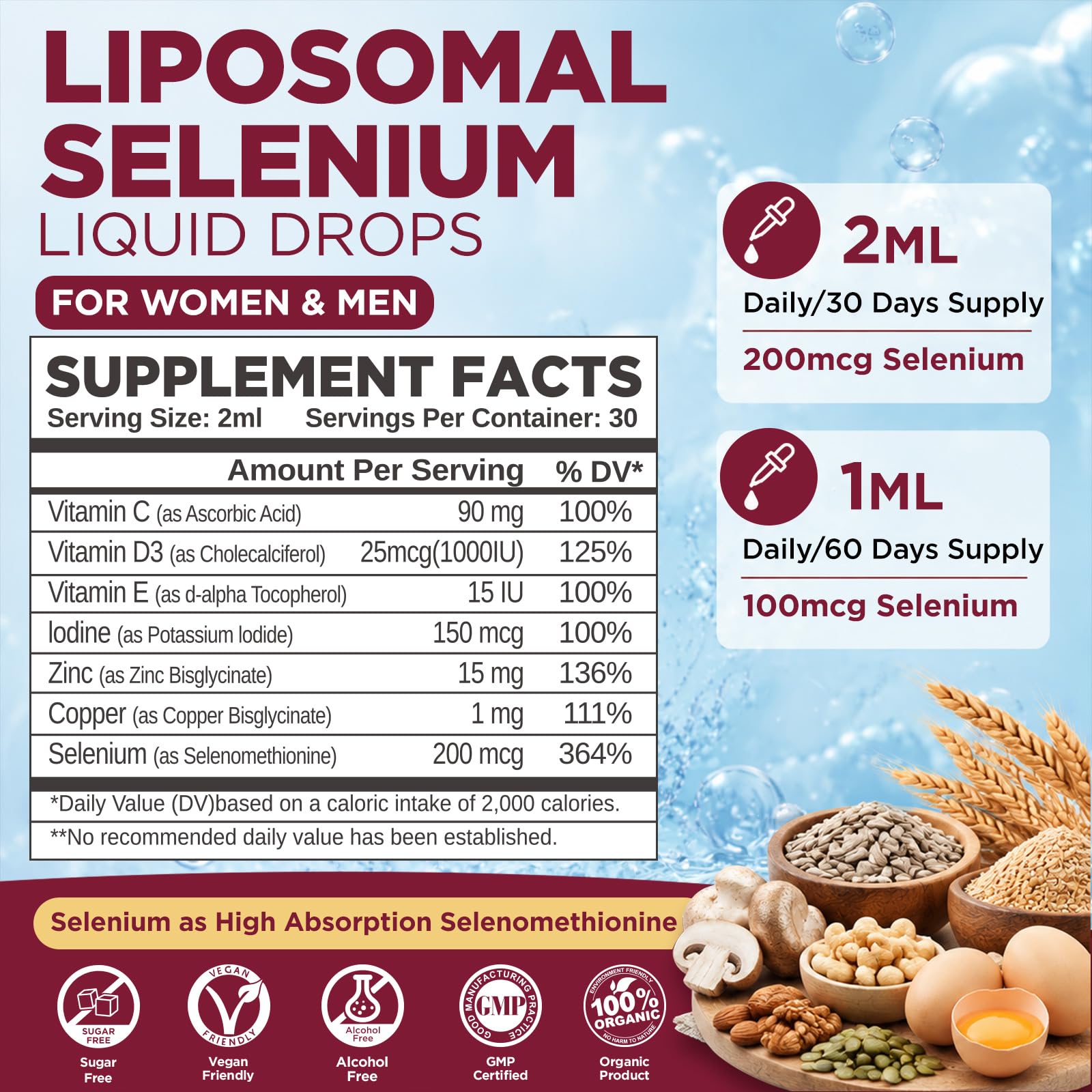Liposomal Selenium 200mcg Liquid Drops, Selenium Supplement for Women & Men — Amazon image 2