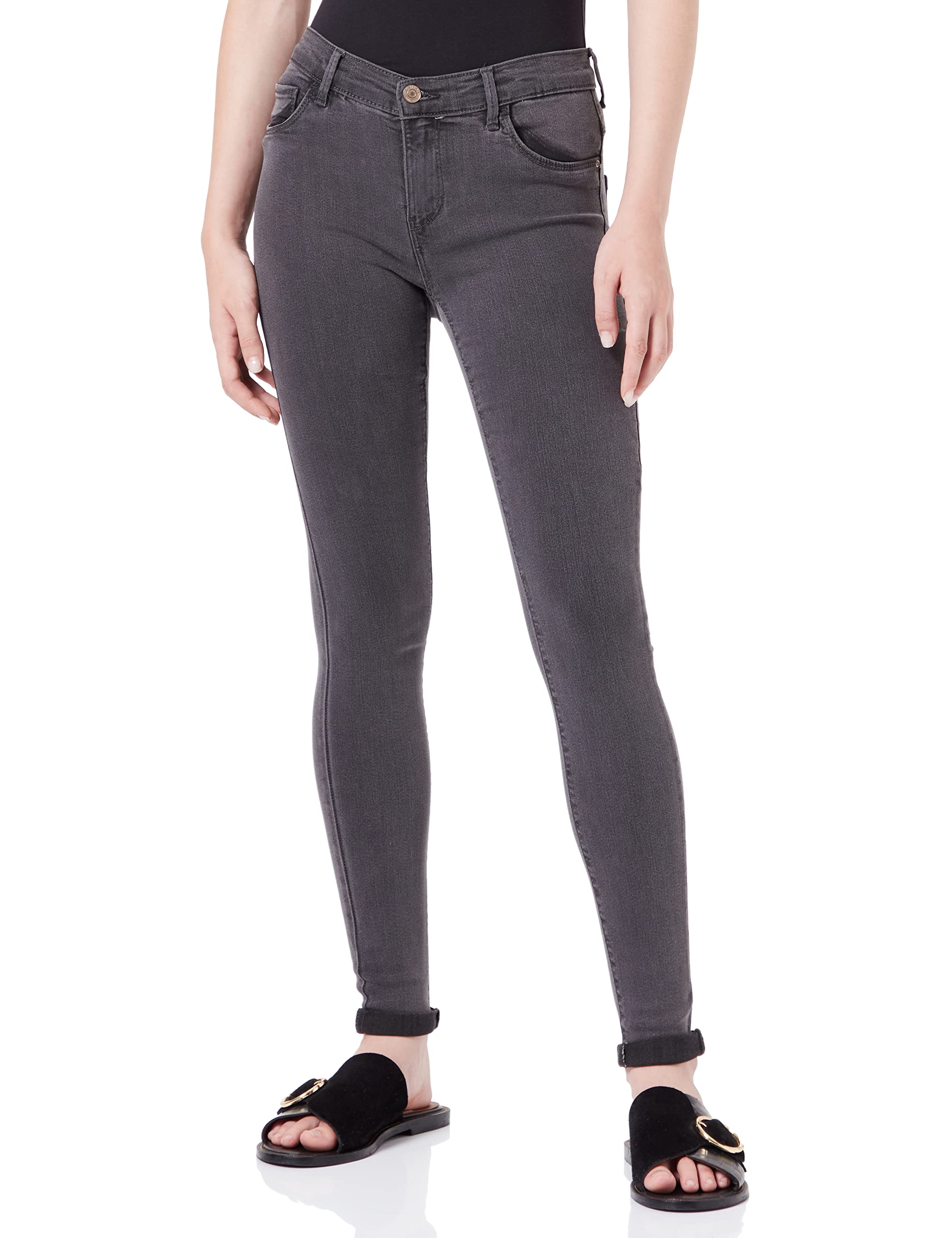 ONLY Women's ONLRAIN Life REG Skinny DNM NOOS Jeans, Dark Grey Denim/Detail:MAS655, S/34