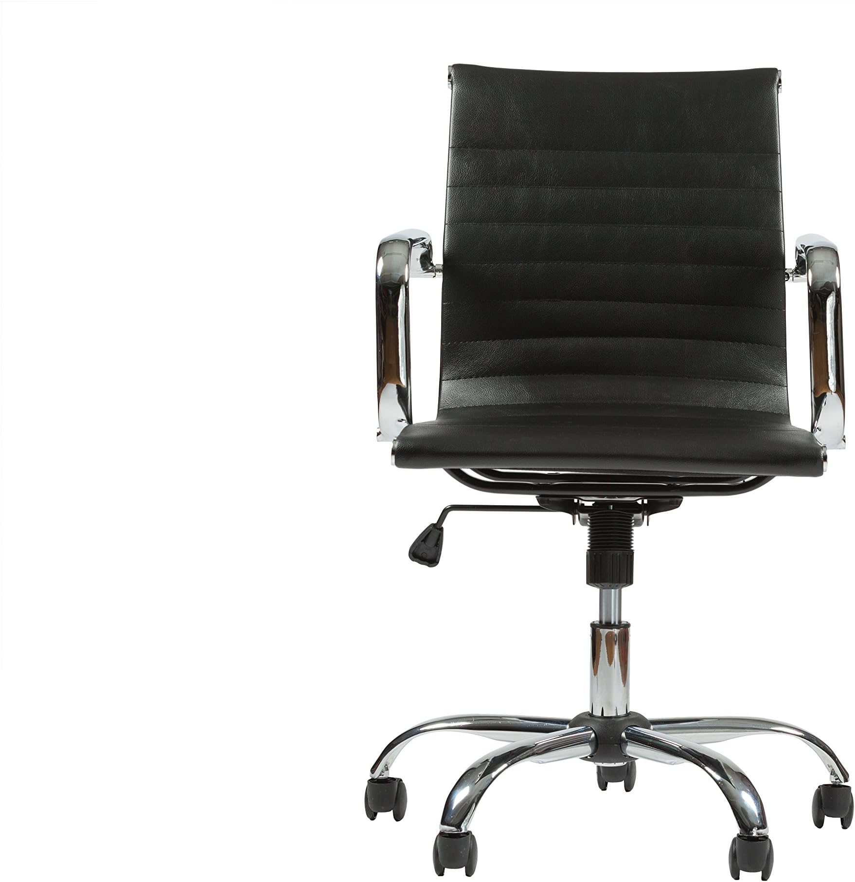 Mid-Back Leather Office/Home Desk Chair, Black