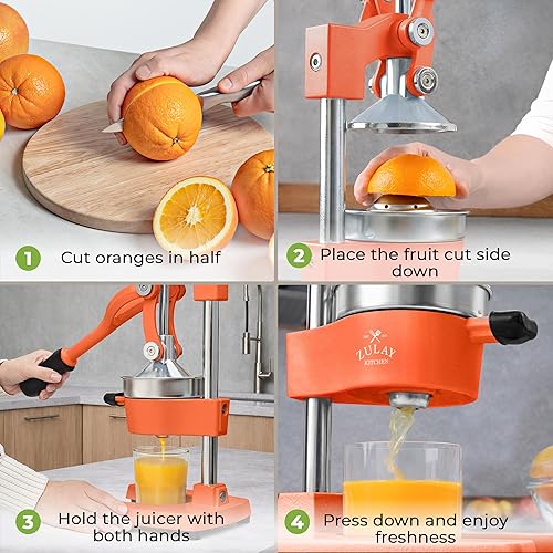 Miniatura 6 de Zulay - Exprimidor de limón y lima de metal comercial, de alta calidad, resistente, exprimidor de jugos manual