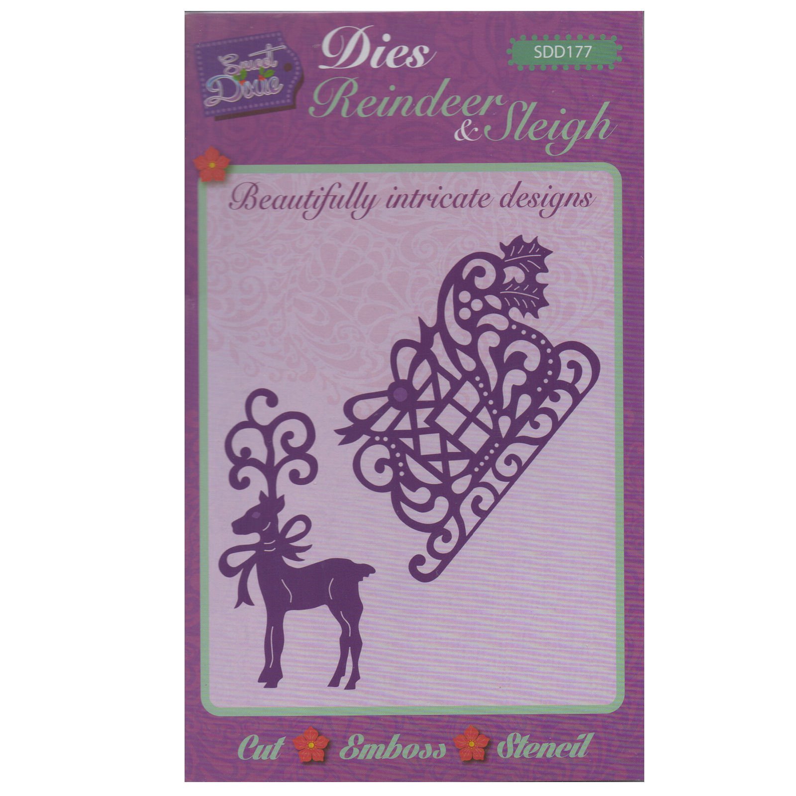 Sweet Dixie Grey Sdd177 Reindeer & Sleigh Die, 23.2 X 12.9 X 0.9 Cm