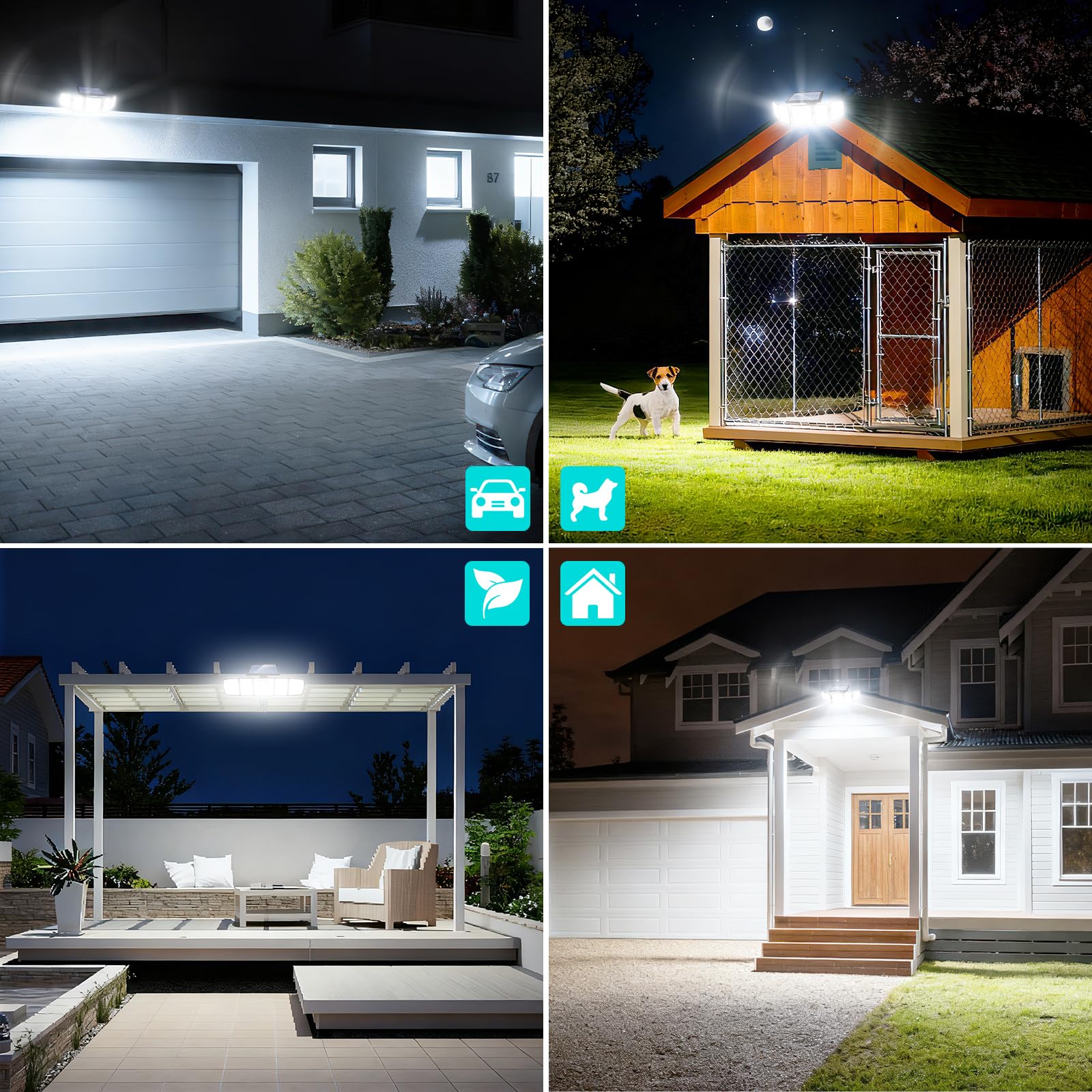 Luci solari per esterni, sensore di movimento, impermeabile, 416 LED, 3000 lumen, super luminose, 3 luminosità, 3 modalità, 2400 mAh, 360°, illuminazione solare di sicurezza per inondazione, 9,8 m
