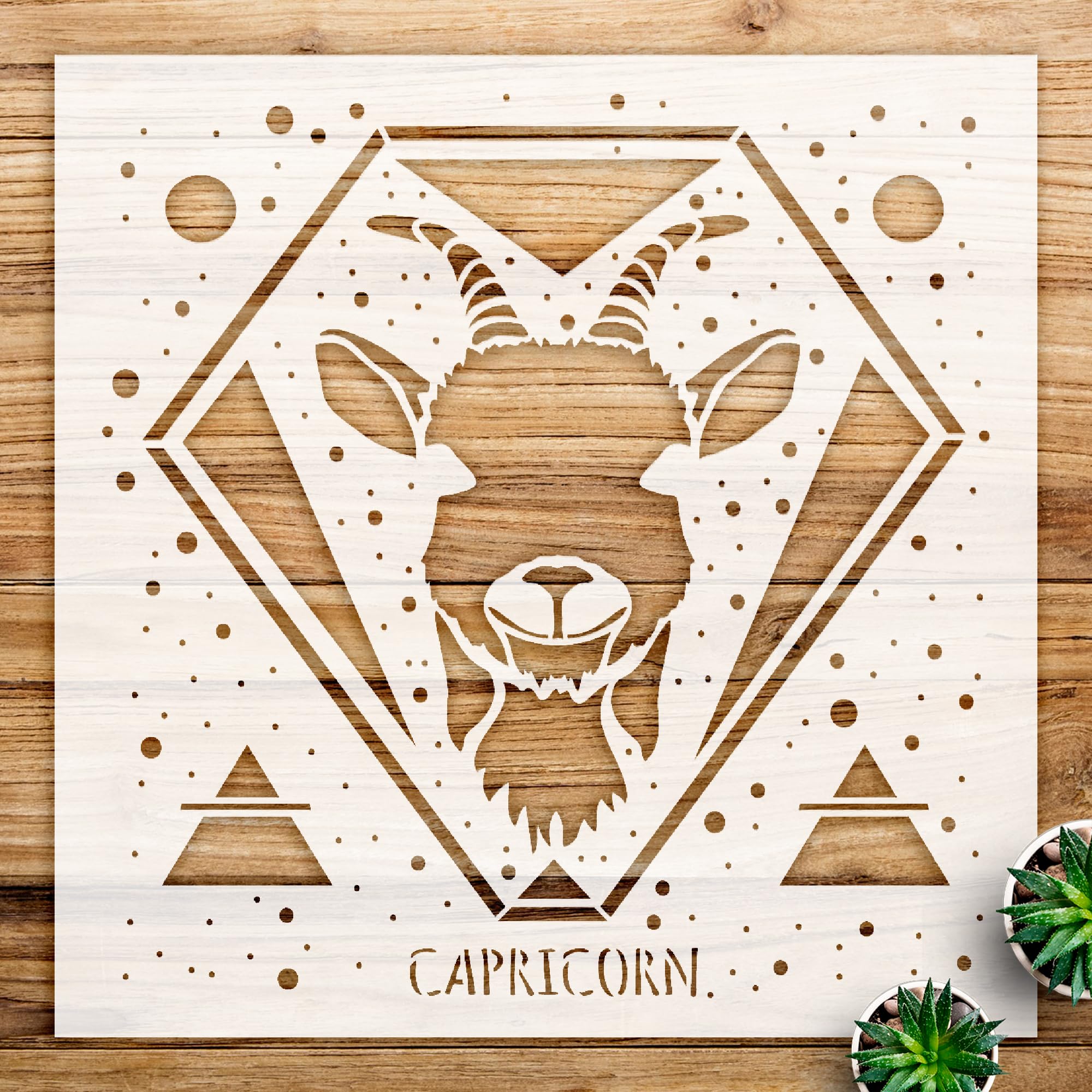 Capricorn Astrological Stencil for Walls and Crafts, Reusable Mylar Template, Celestial Design for Bedroom and Home Decor - Size A1 (23.4