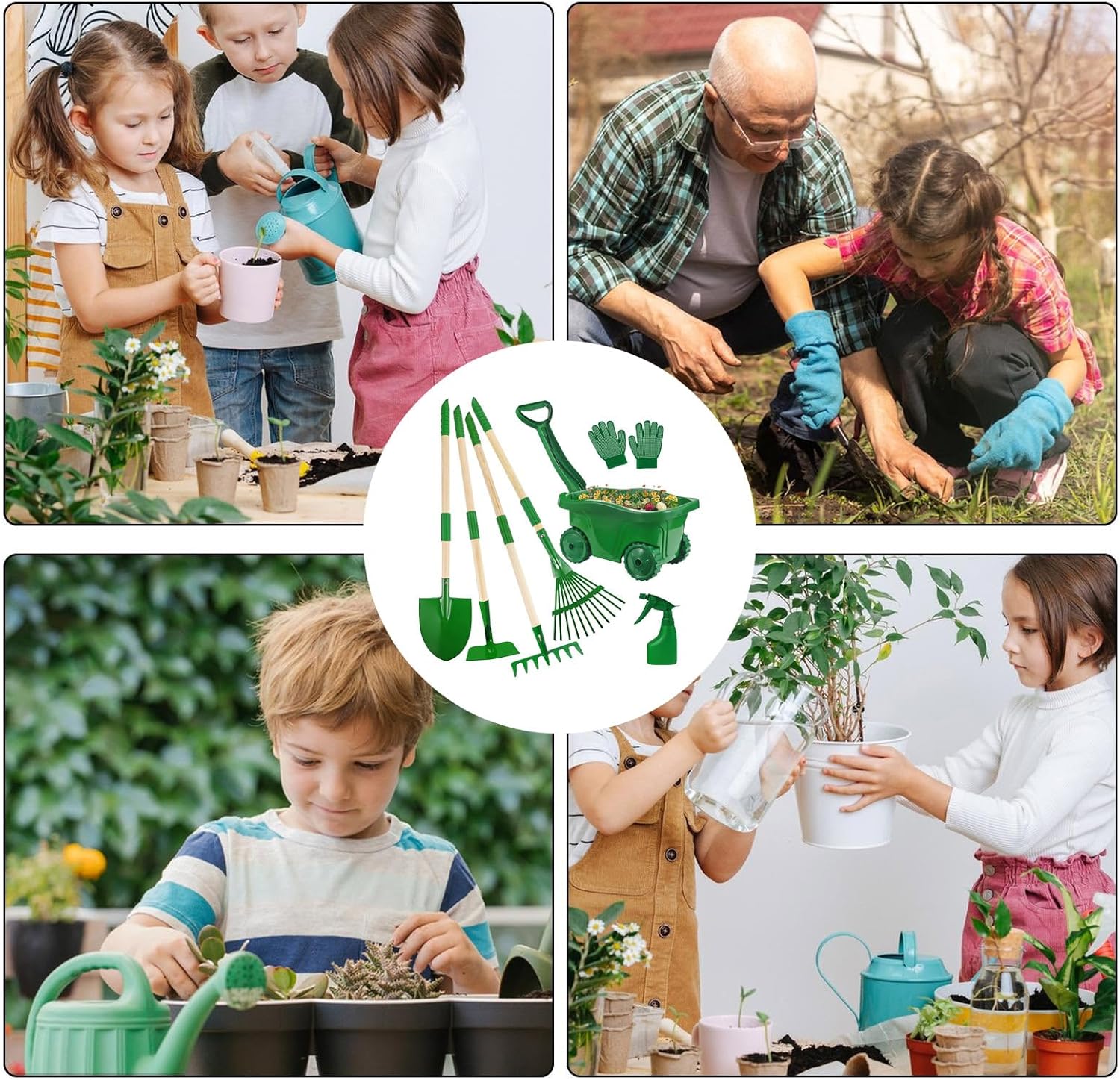 Kids Garden Tools, Fun Play Set, Gardening Tools for Children with Safe Design, Outdoor Backyard Tool for Boys Girls Activity Accessories, Beach Easter Birthday, Learning Play Gift Party