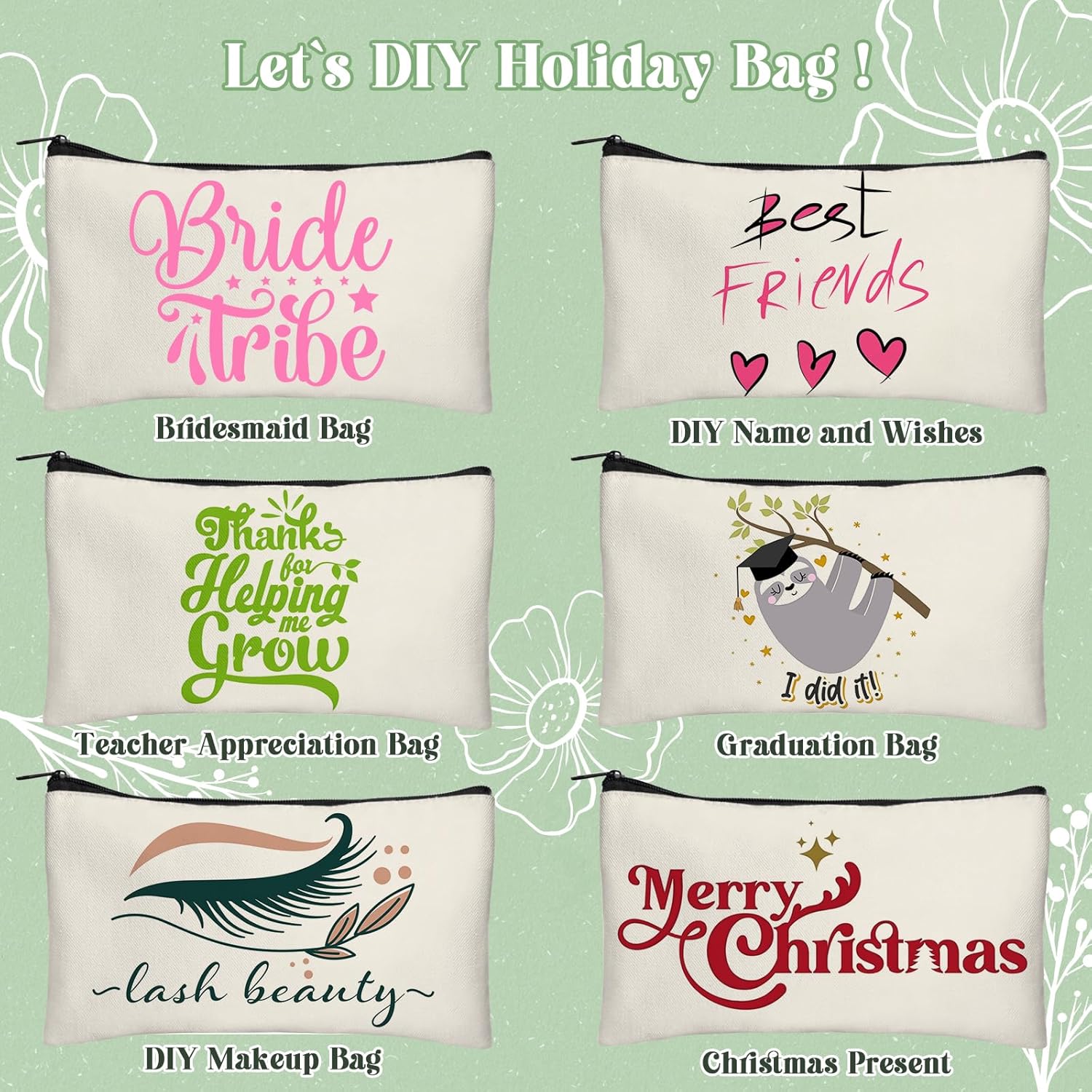 Legigo Blank Canvas Bag Zipper Pouch Makeup Bags Bulk - Multi-Purpose Canvas Pencil Pouch with Sturdy Zipper, Cosmetic Bag Travel Toiletry Bag for DIY Craft Projects, Storage (8.3 x 5 inches) - Image 4