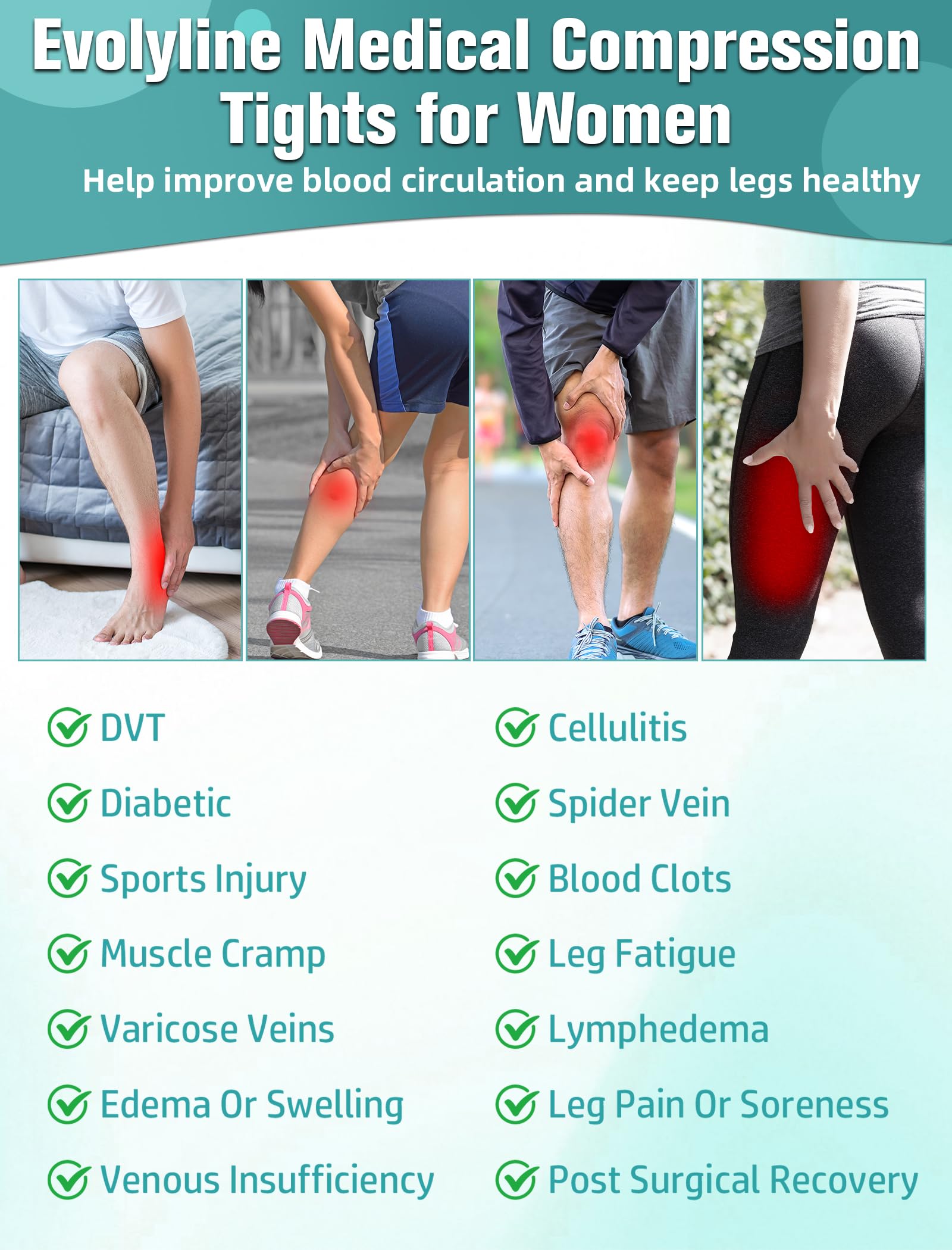 Collant a compressione medica per donne e uomini, 15-20 mmHg, collant a compressione a punta chiusa, opachi, supporto graduato, calze a compressione per vene varicose, edema, allattamento in