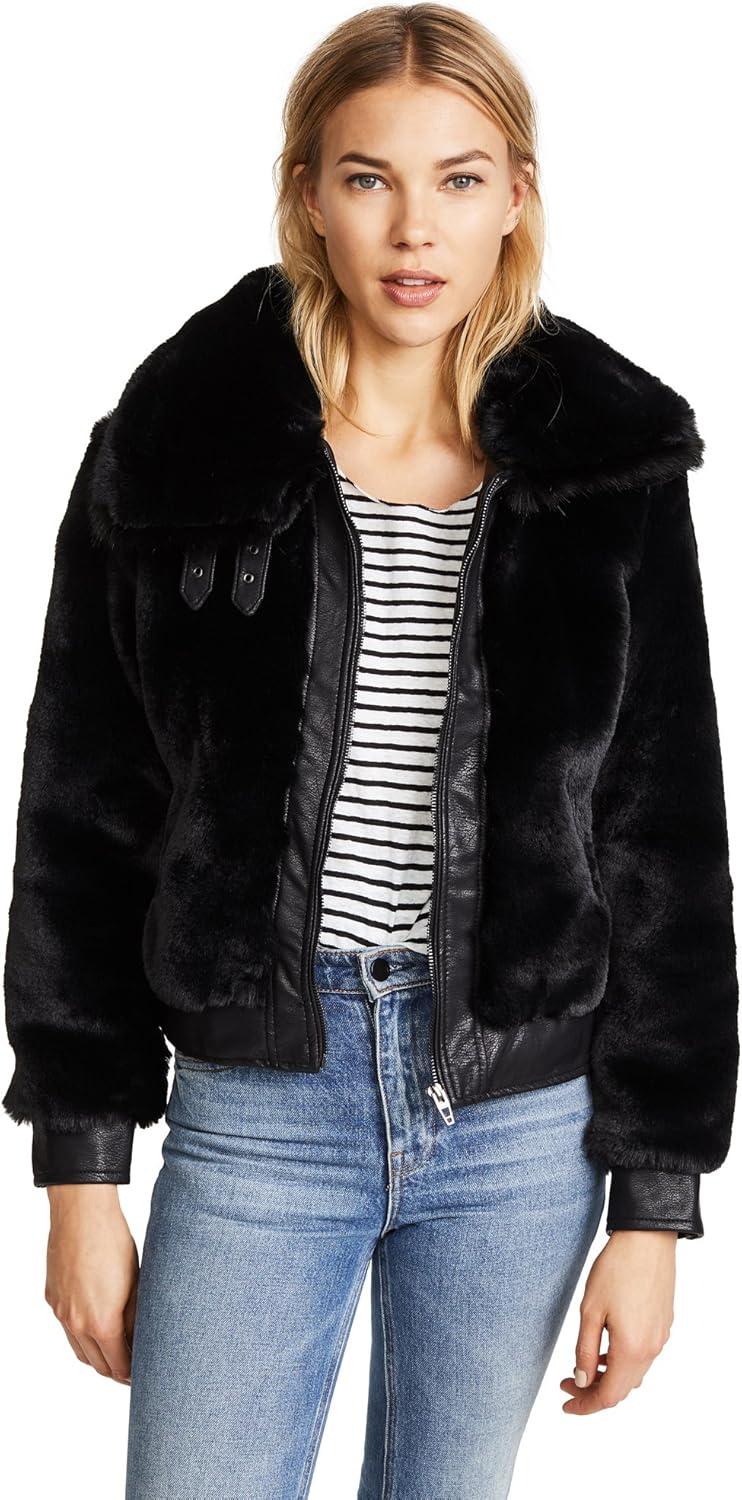 [BLANKNYC] Women's Black Noise Faux Fur Coat