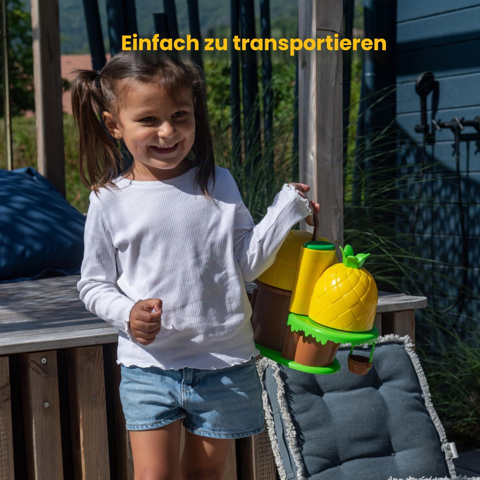 Klorofil – Tropisches Haus Miniaturwelt – Ab 18 Monaten – Schlafzimmer, Küche, Badezimmer, Seilbahn – Pop Up, Spiegel, Fruchtrad – 1 Figur inklusive – Geschenkidee Kinderspielzeug – Mädchen Junge