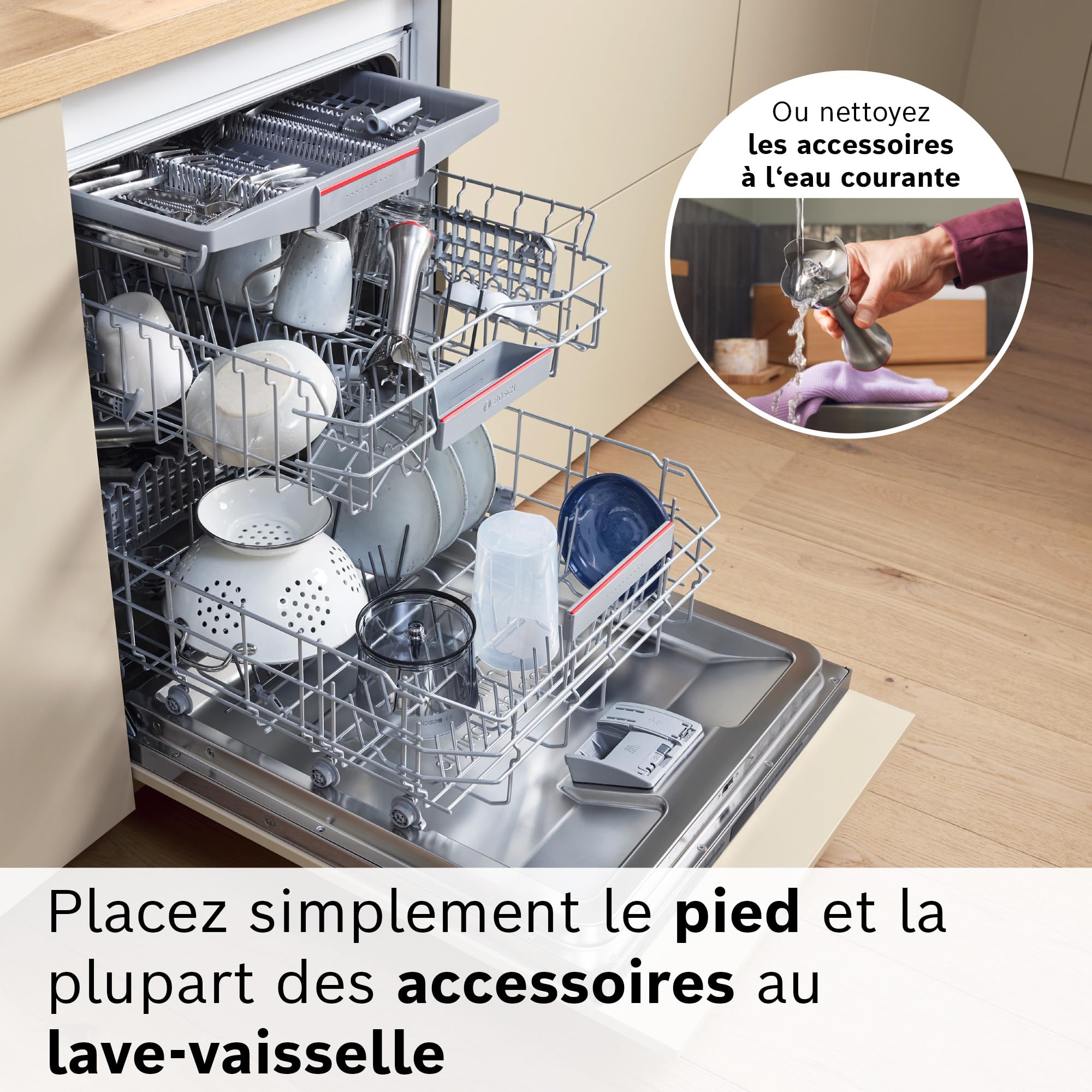 Bosch - Frullatore a mano, serie ErgoMaster 8, motore da 1500 watt, regolazione intuitiva della velocità, lama a 6 fogli, accessori inclusi, acciaio inossidabile, MSM8M934