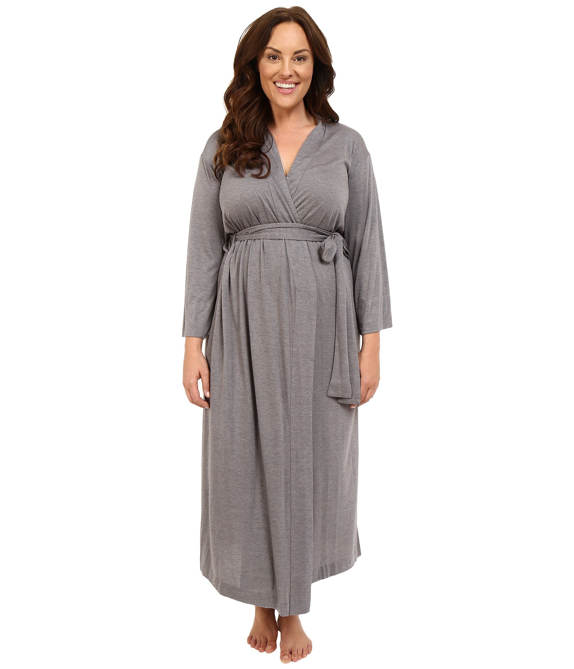 Natori Shangri La Long Robe with Kimono Sleeves, Bathrobe for Women