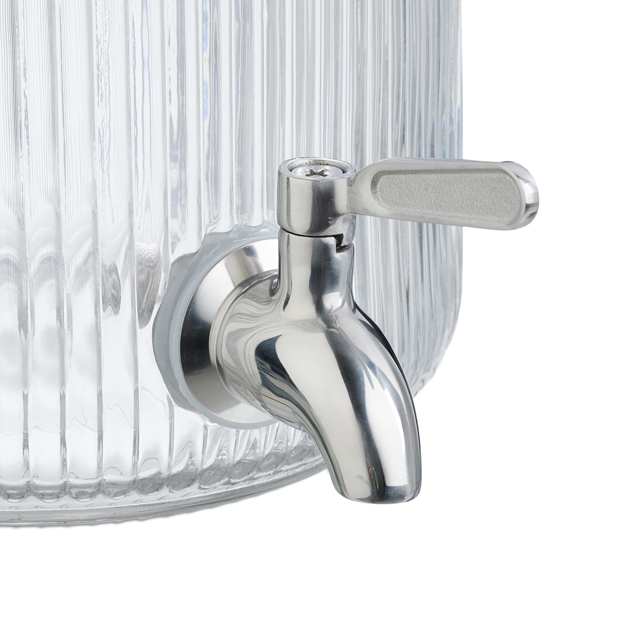 Relaxdays Dispenser in Vetro per Bevande 4 L, Erogatore con Rubinetto e Coperchio, Distributore Acqua, Bibite e Alcolici