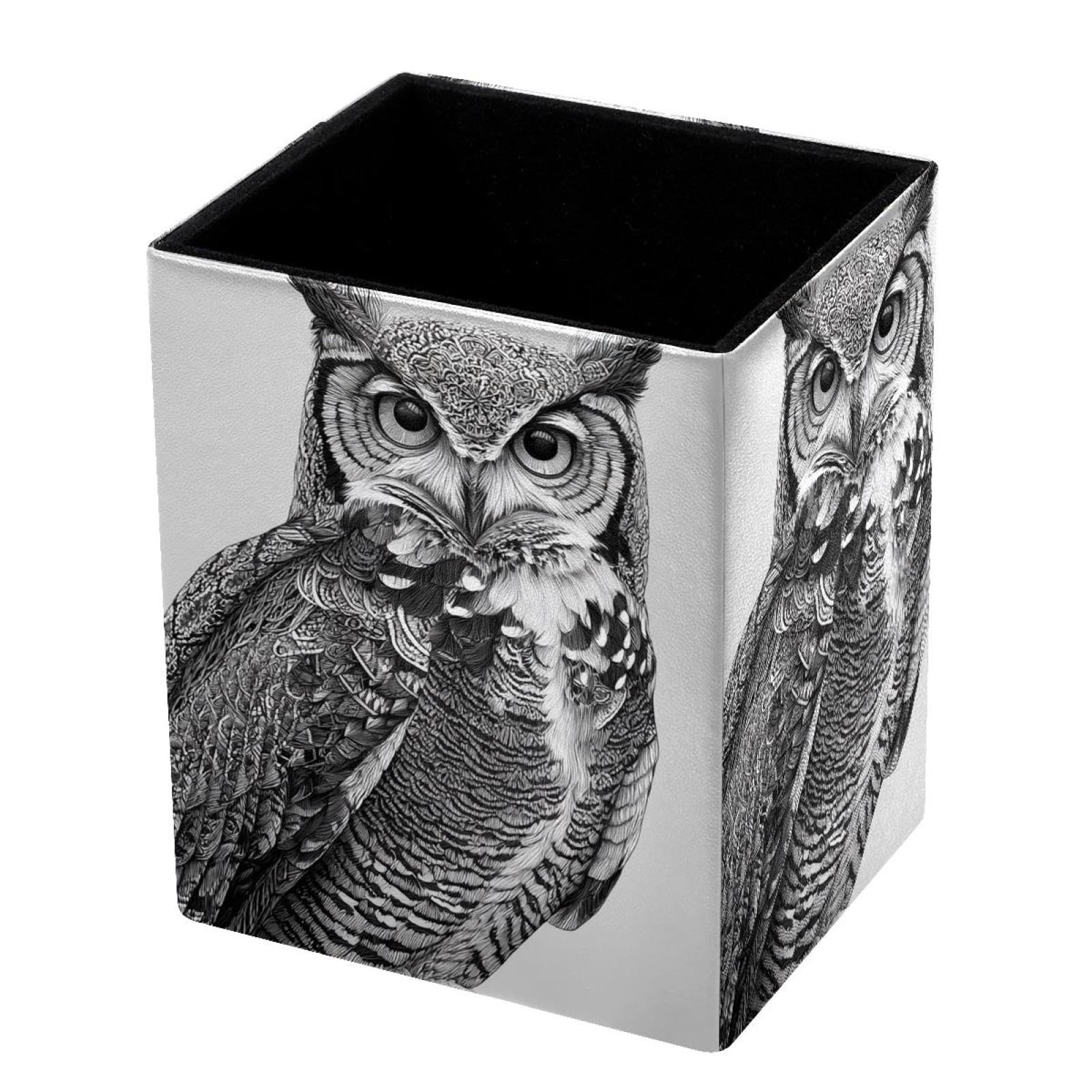 VAPOKF Pencil Holders for Desk, Owl Printed Pen Holders Pen Pot Makeup Brushes Storage Desktop Stationery Supplies Organiser for Home Office